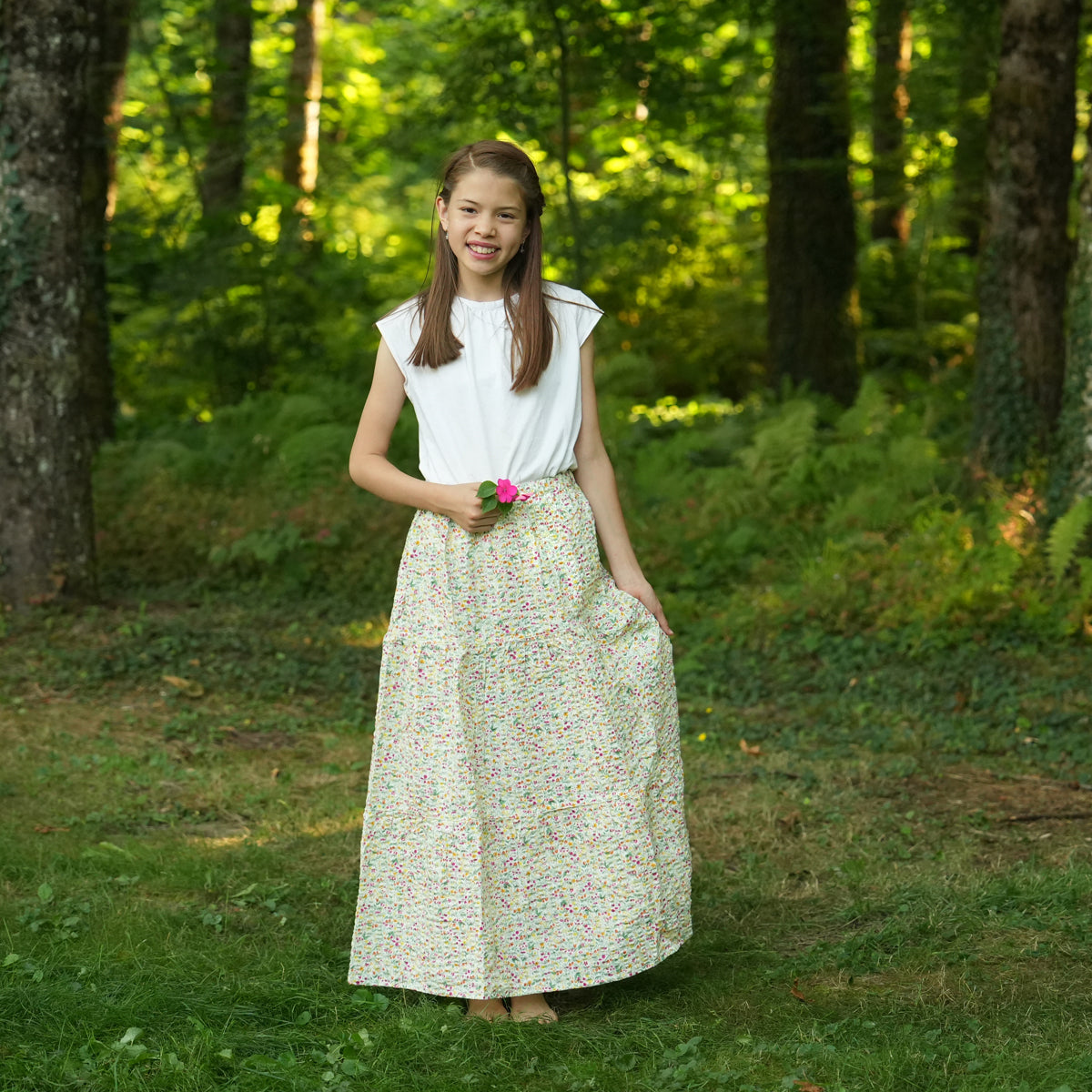 Spring Summer Small Floral Embossed Handmade Skirt