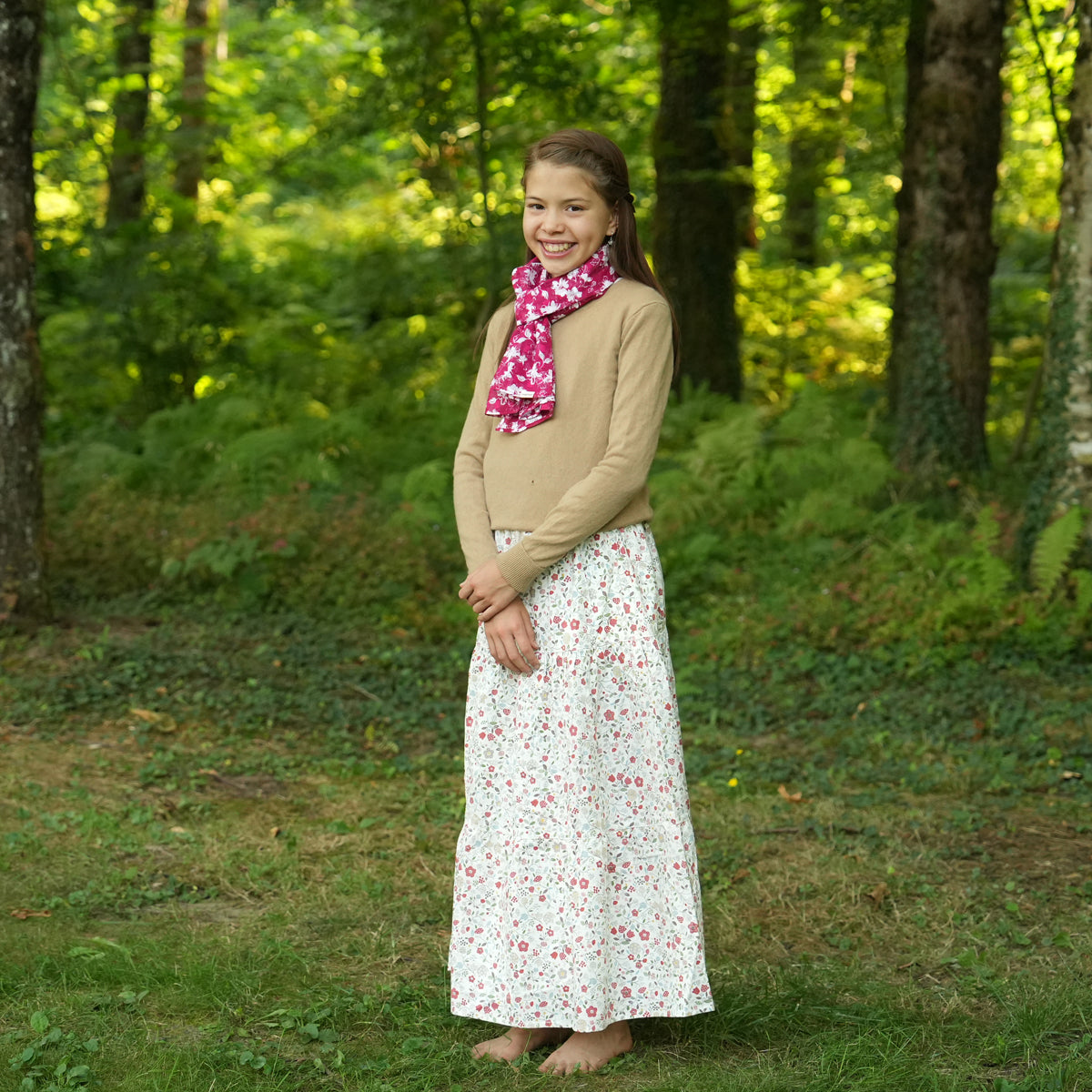 Little Red Floral Handmade Skirt