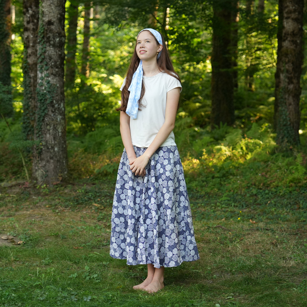 Hydrangea Blue Puffy Circle Skirt