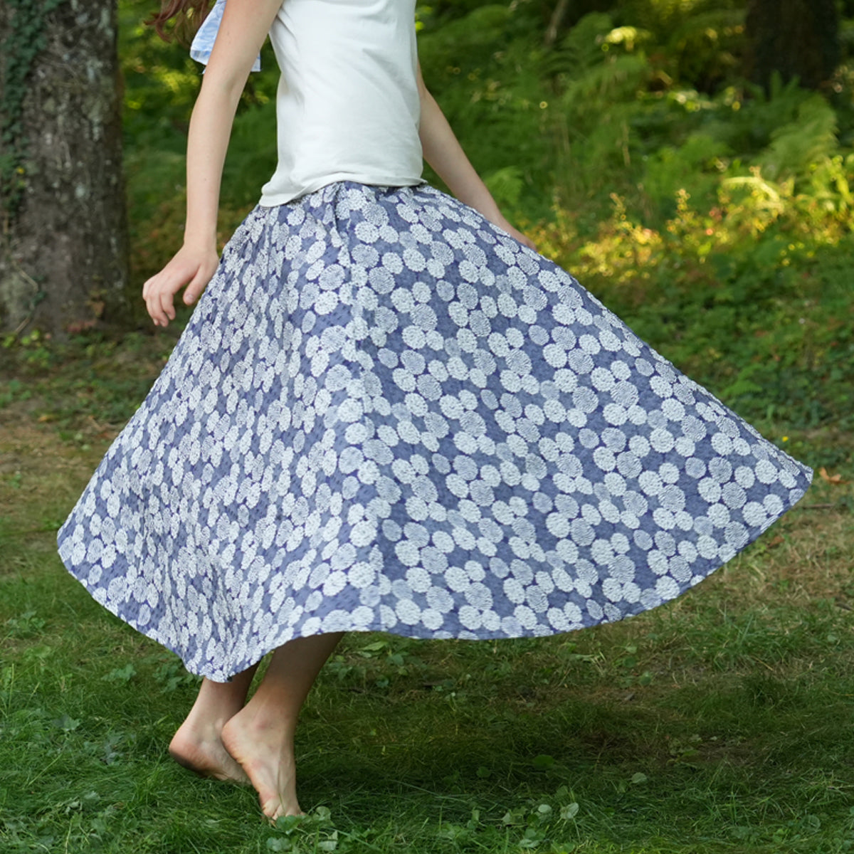 Hydrangea Blue Puffy Circle Skirt
