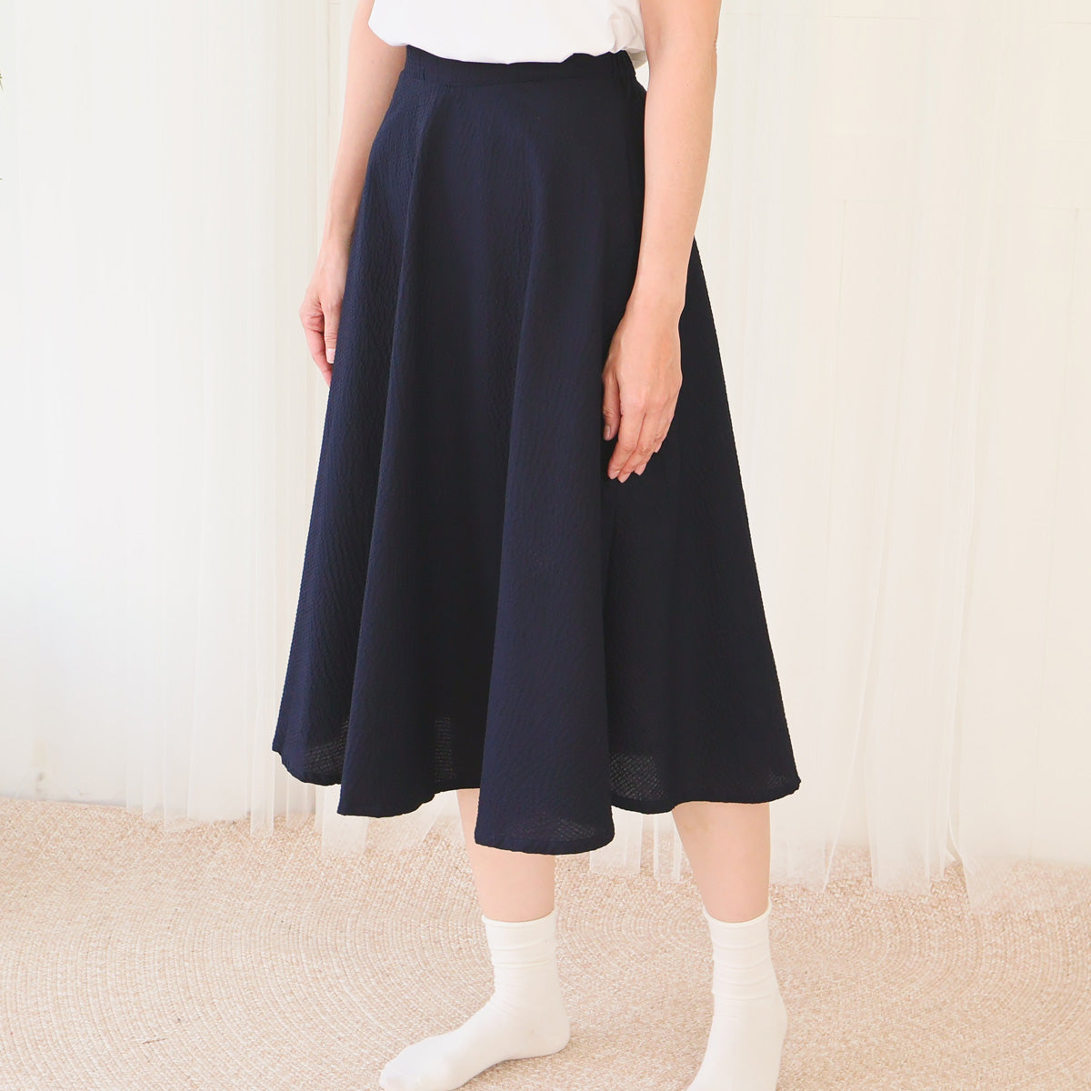 Deep Navy Blue Puffy Circle Skirt