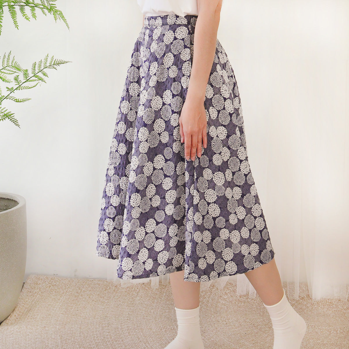 Hydrangea Blue Puffy Circle Skirt