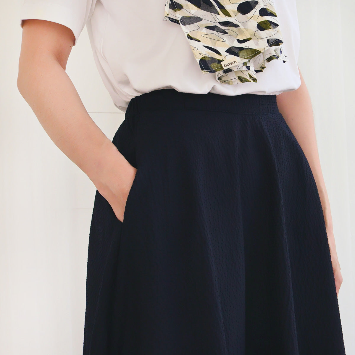 Deep Navy Blue Puffy Circle Skirt