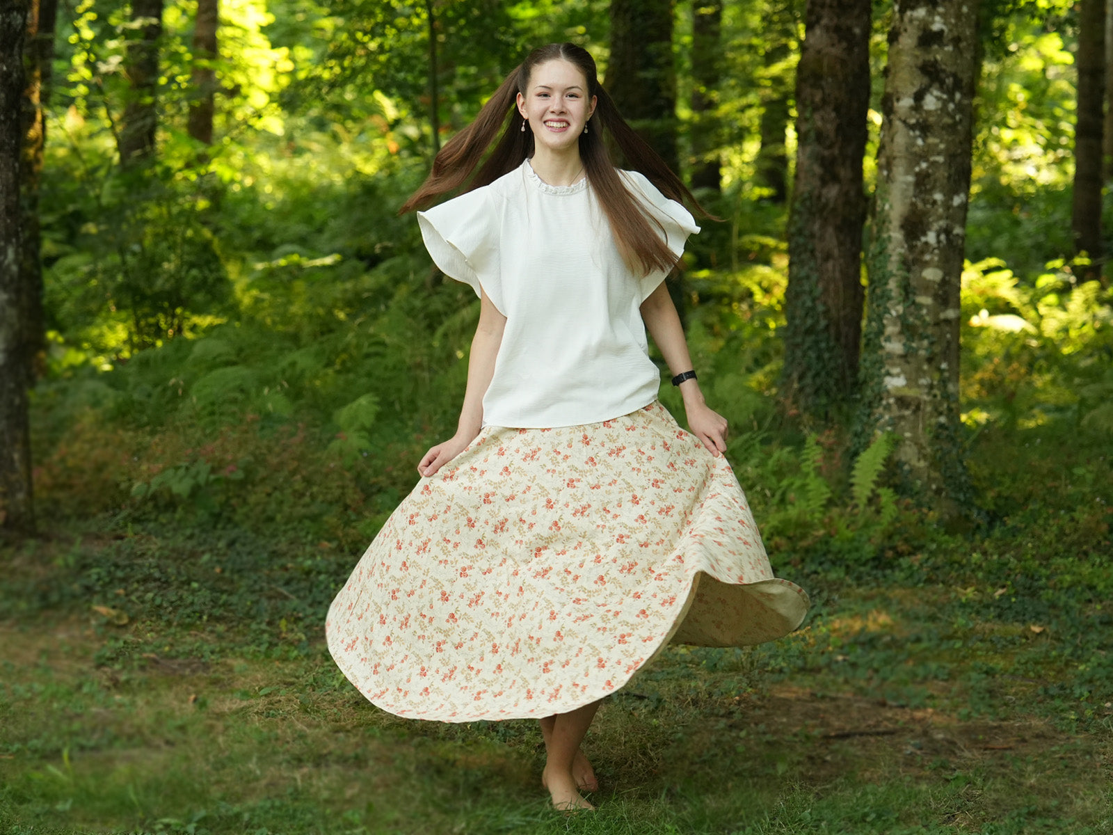 Retro Orange Roses Thick Circle Skirt