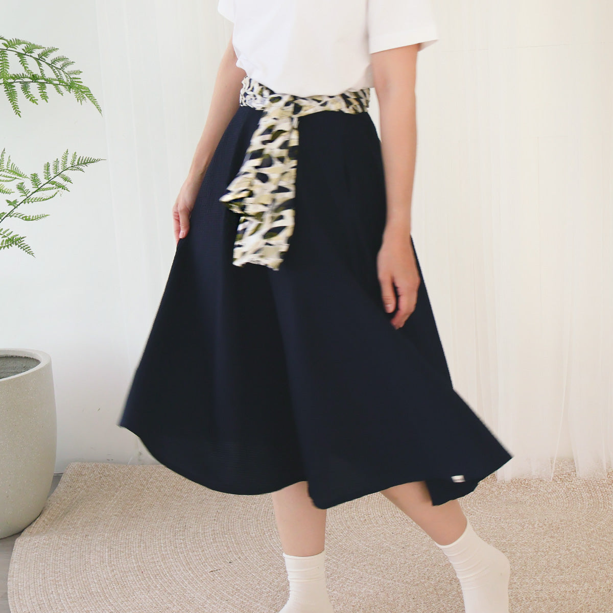 Deep Navy Blue Puffy Circle Skirt