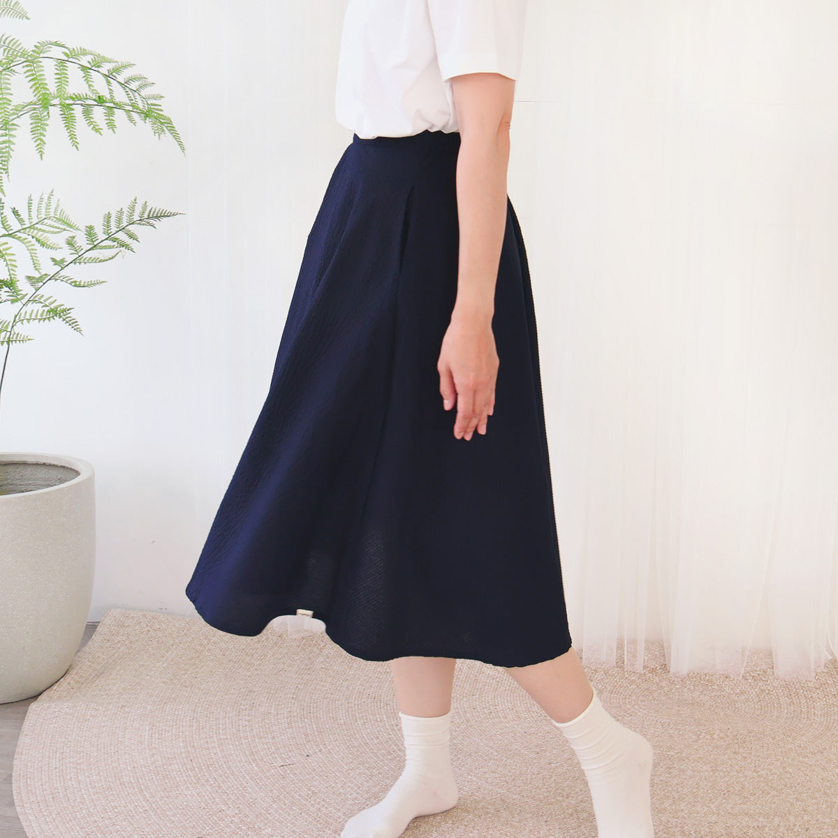 Deep Navy Blue Puffy Circle Skirt