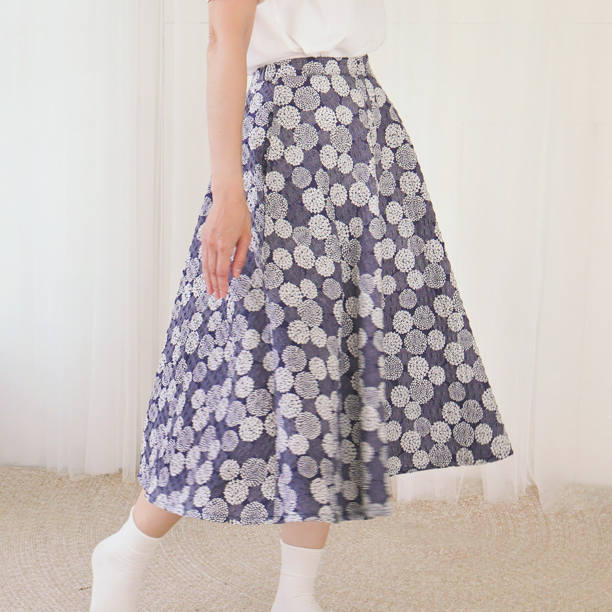 Hydrangea Blue Puffy Circle Skirt