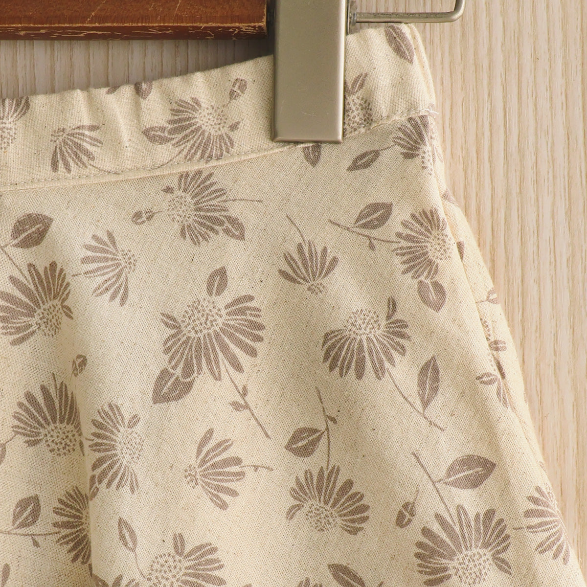 Beige Coffee Blossom Lightweight Circle Skirt