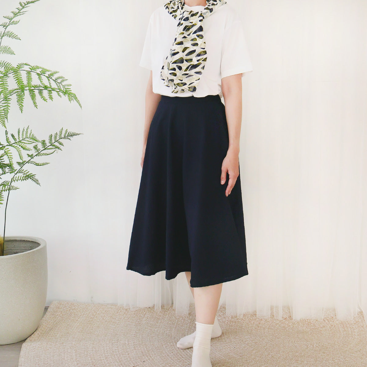 Deep Navy Blue Puffy Circle Skirt