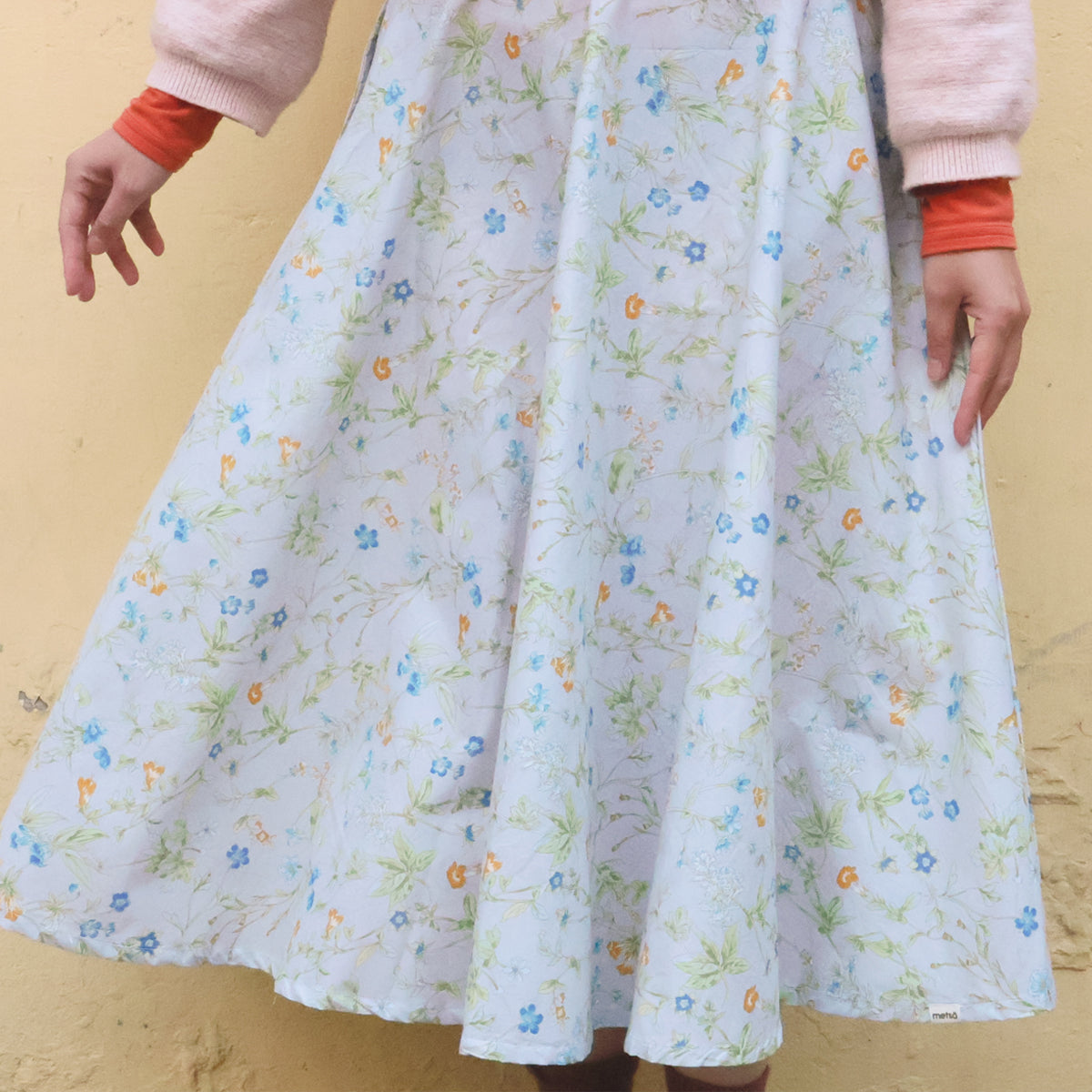Gray-Blue Orange Blossom Lightweight Circle Skirt