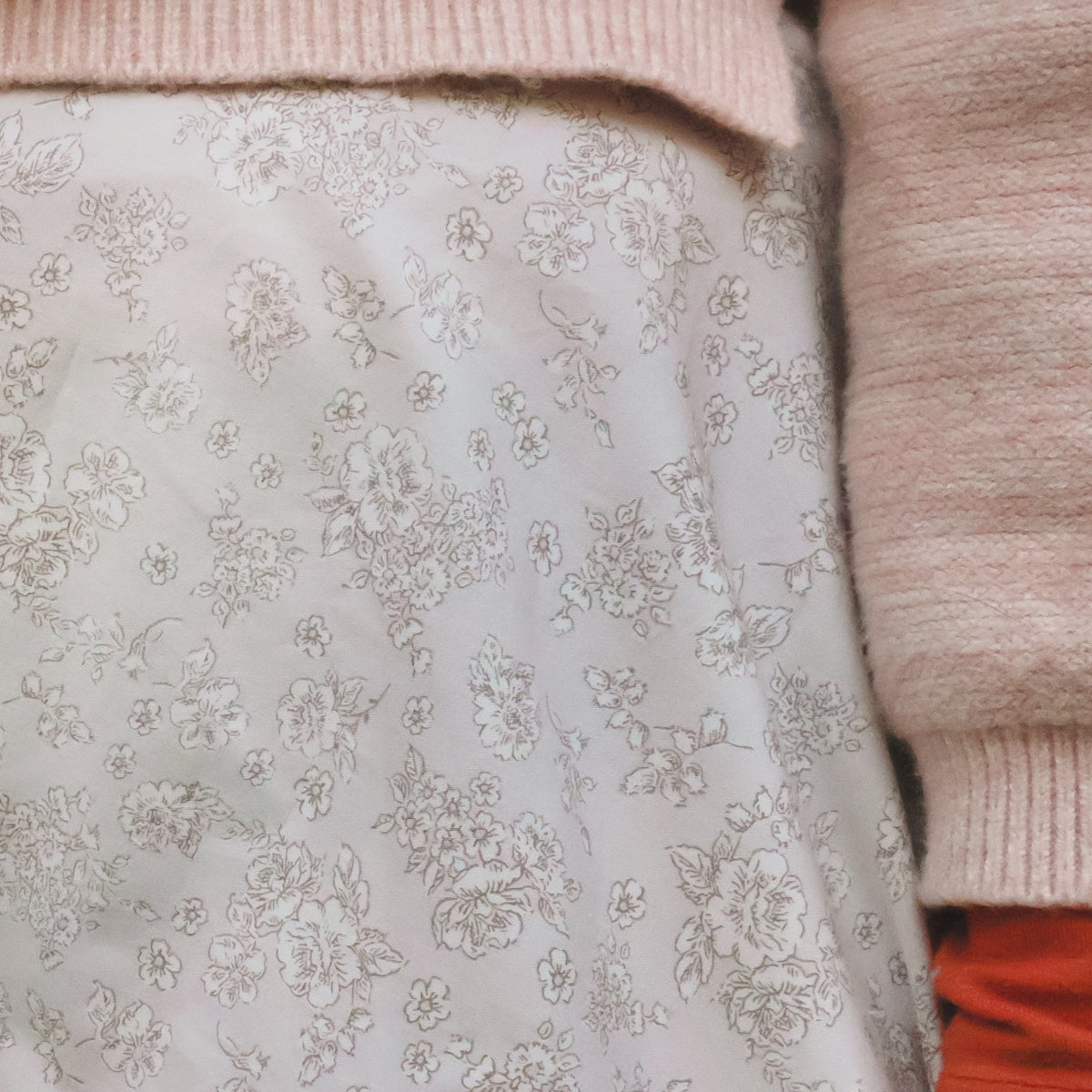 Hand-Drawn Floral Light Beige Circle Skirt