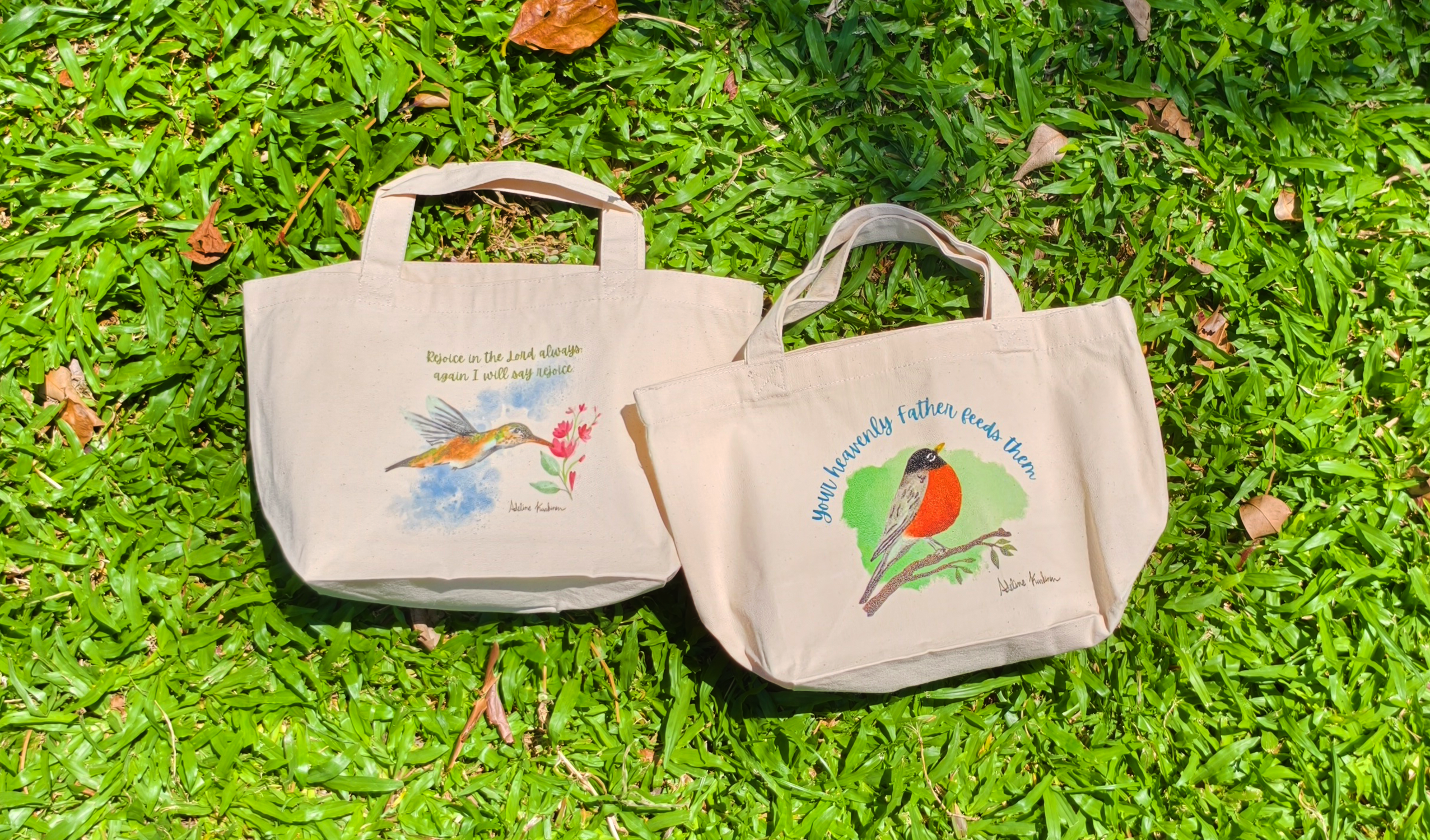 Birds watercolor tote bag eco