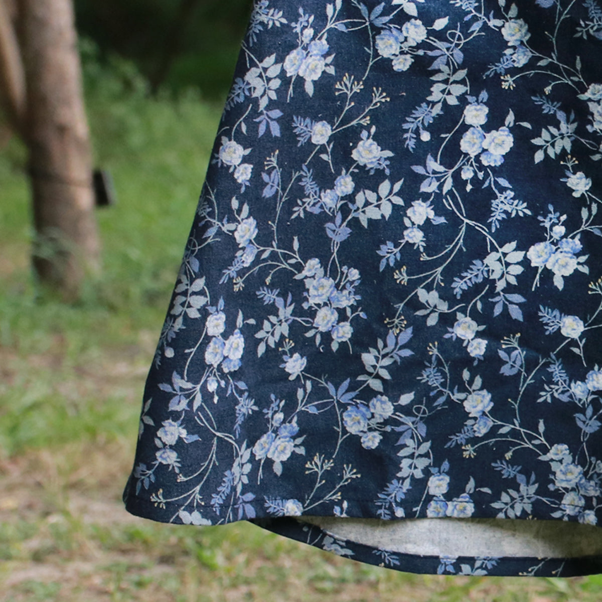 Moon Blue Flower - Four Panel Circle Skirt