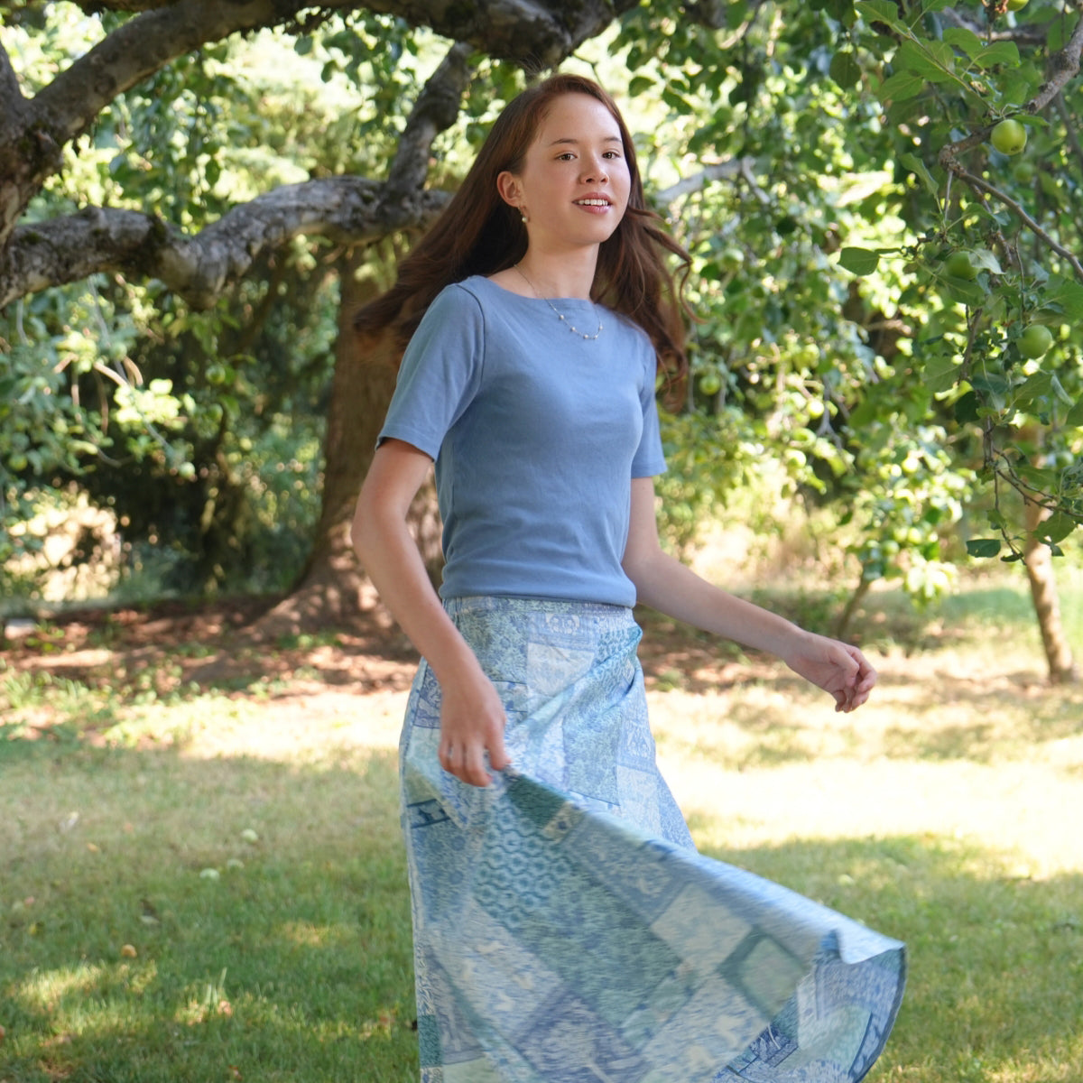 Aqua Blue Patchwork - Four Panel Circle Skirt