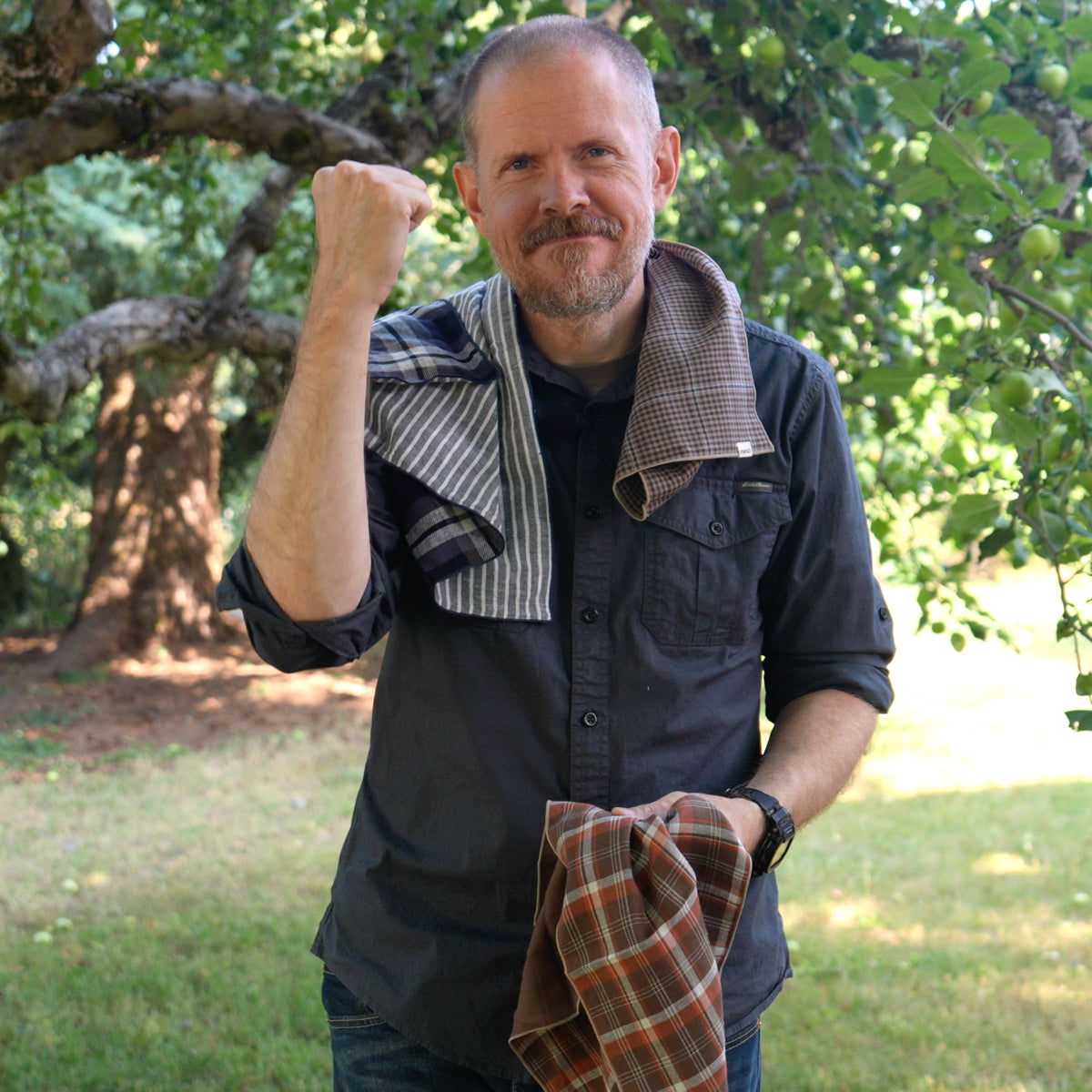 Plaid Gauze Square scarf - Pre-order late September