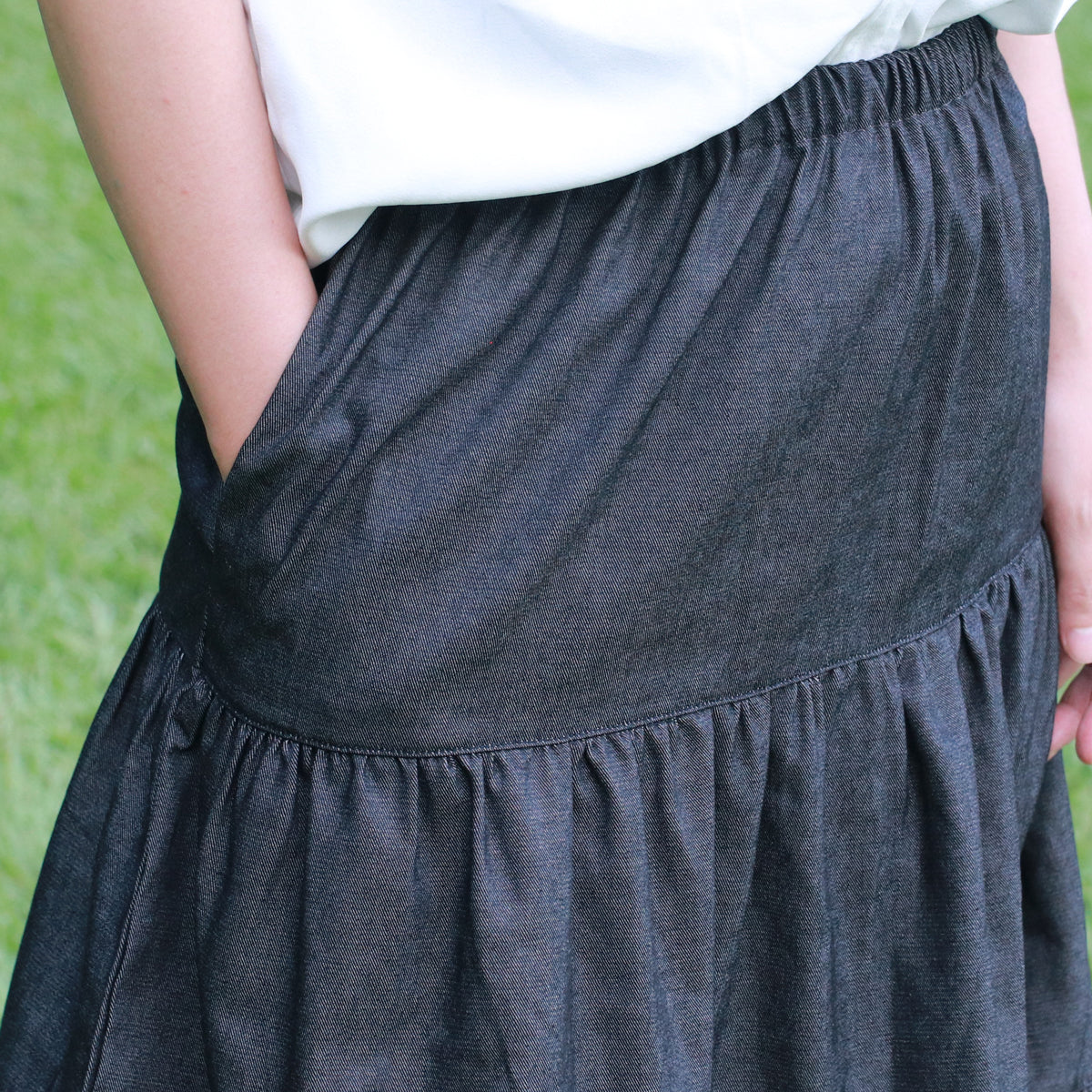 Black Denim Cake Skirt