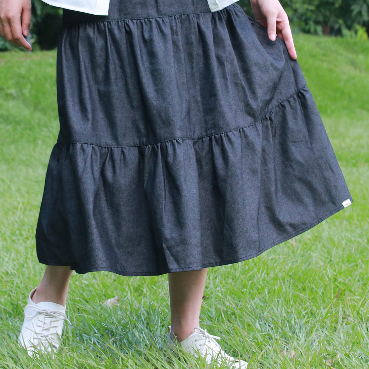 Black Denim Cake Skirt