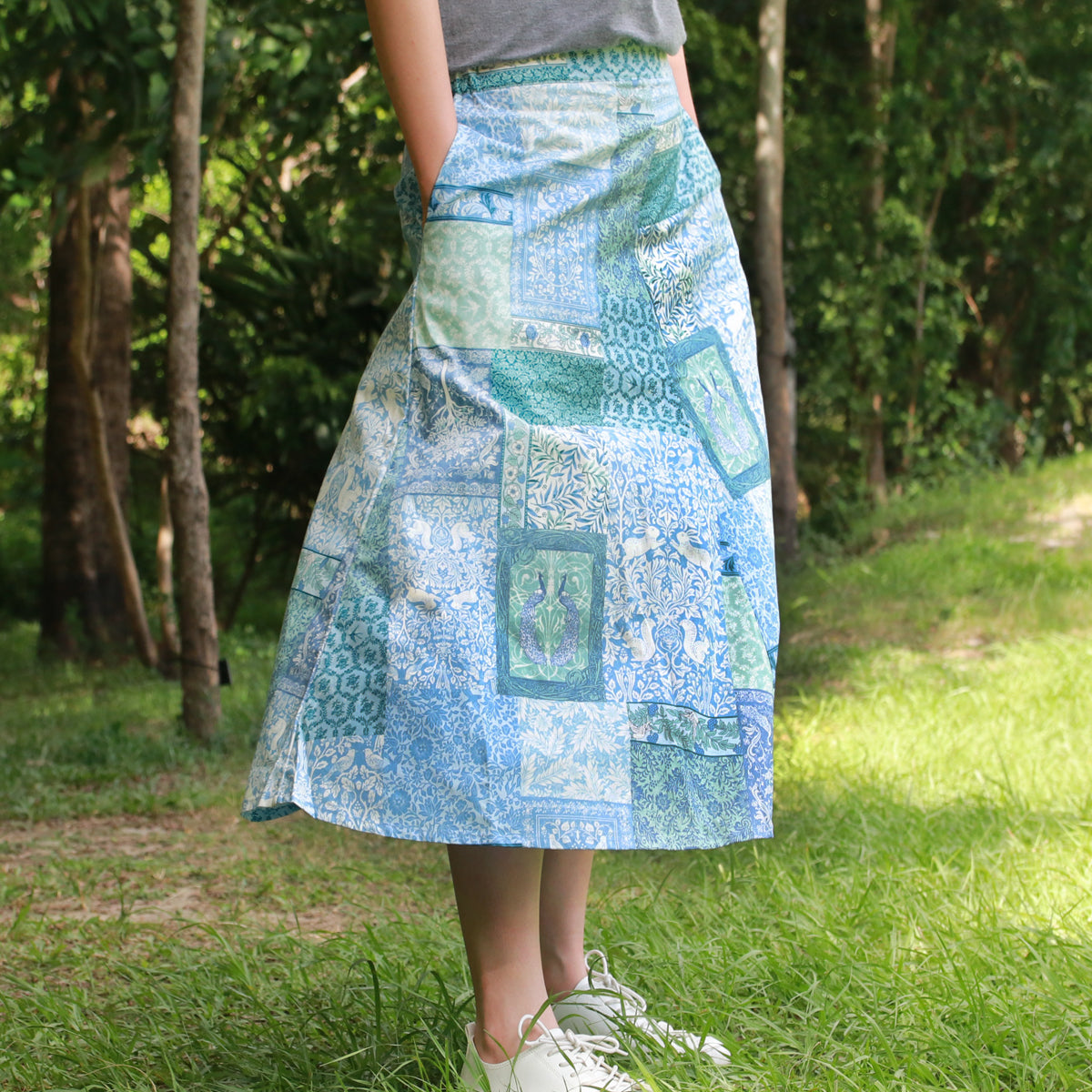 Aqua Blue Patchwork - Four Panel Circle Skirt