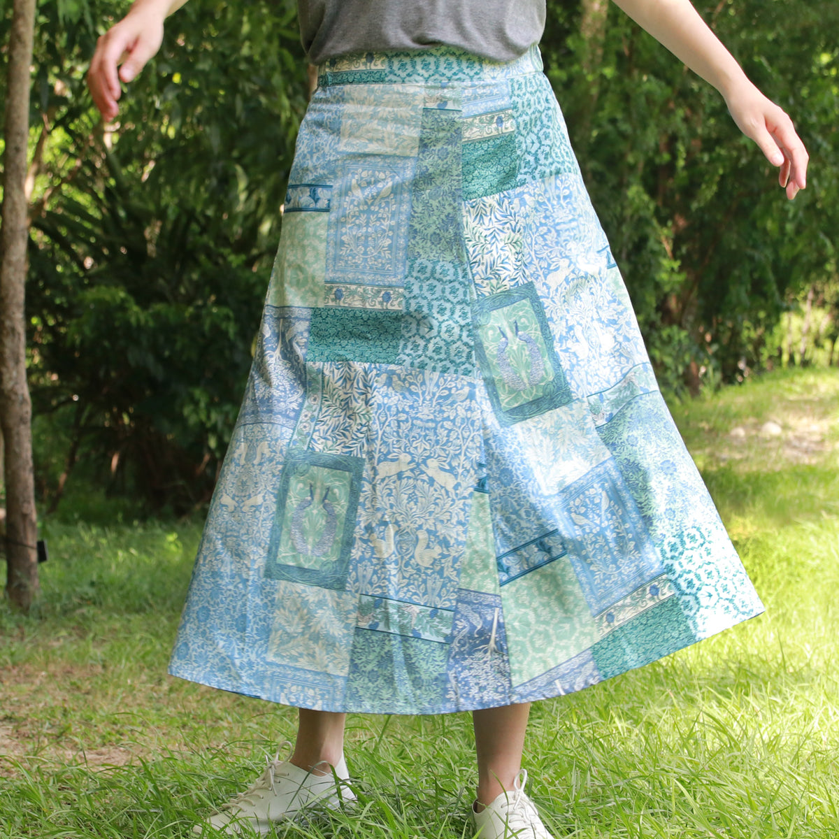 Aqua Blue Patchwork - Four Panel Circle Skirt