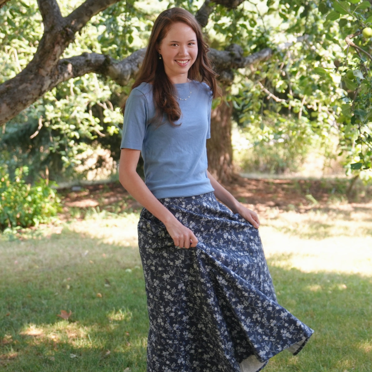 Moon Blue Flower - Four Panel Circle Skirt