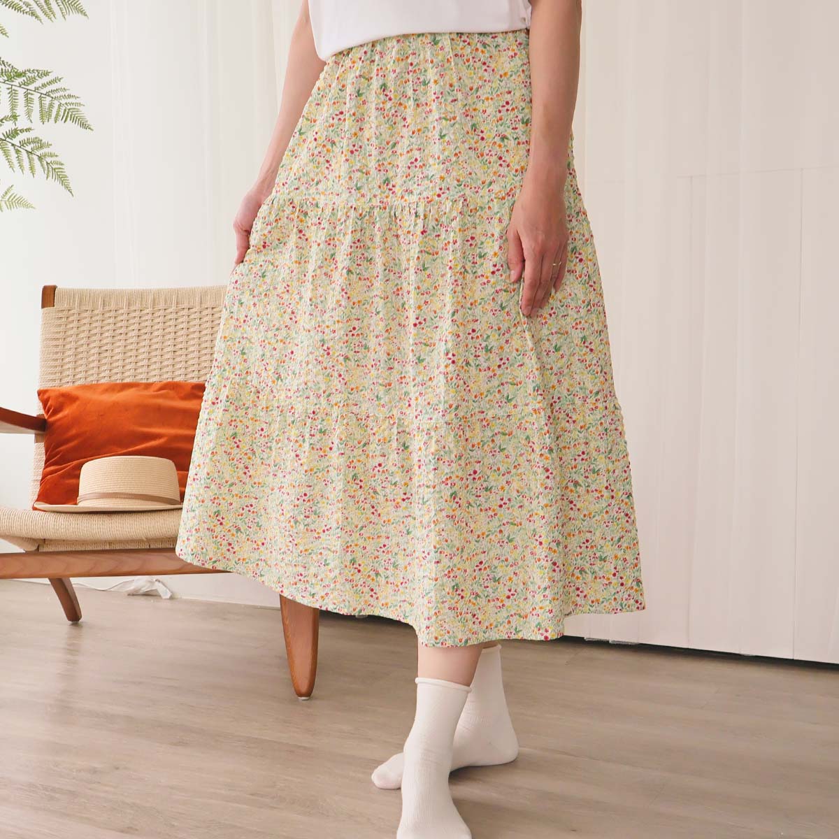 Spring Summer Small Floral Embossed Handmade Skirt