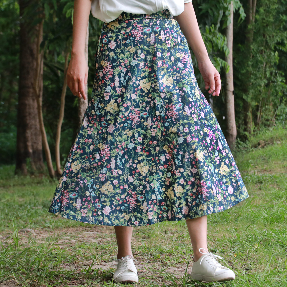 Flowers Amid Greenery - Four Panel Circle Skirt