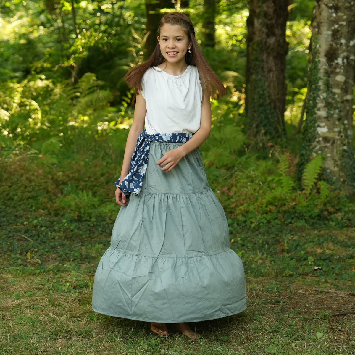 Light Blue Denim Retro Cake Skirt
