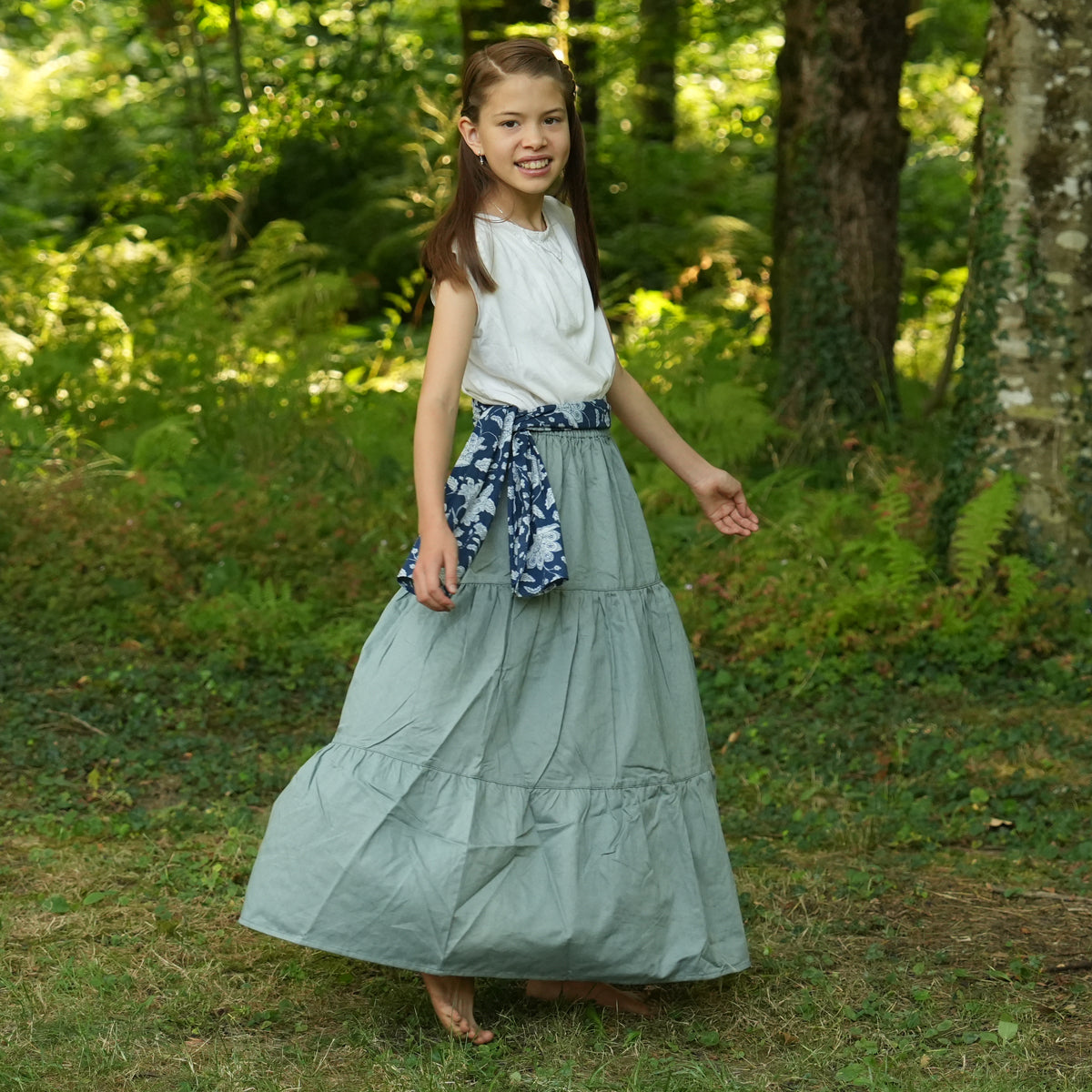 Light Blue Denim Retro Cake Skirt