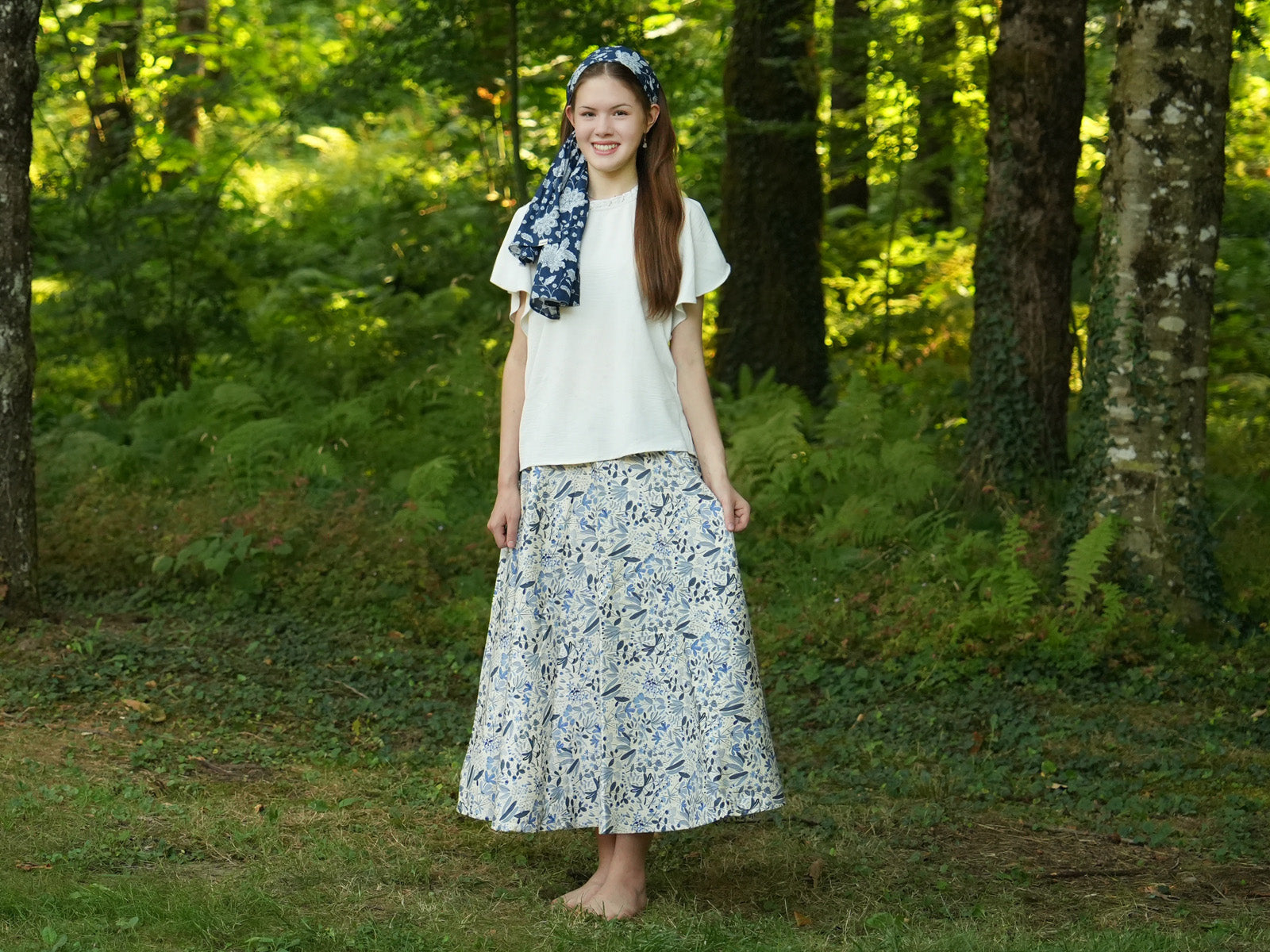 Painted Flowers Leaves Thick Circle Skirt