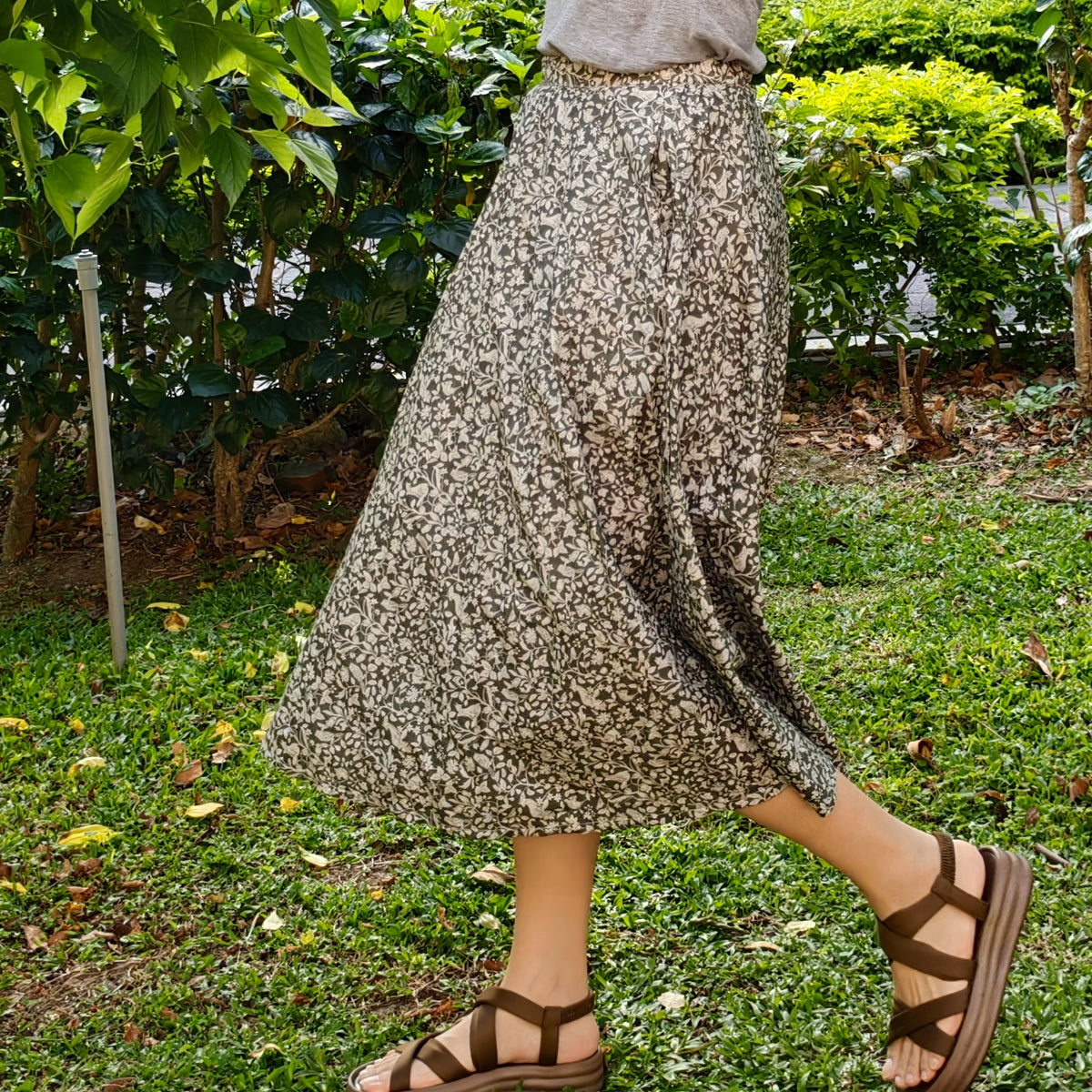 Forest Green Garden-Handmade Circle Skirt