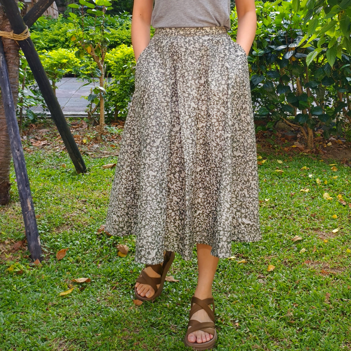 Forest Green Garden-Handmade Circle Skirt