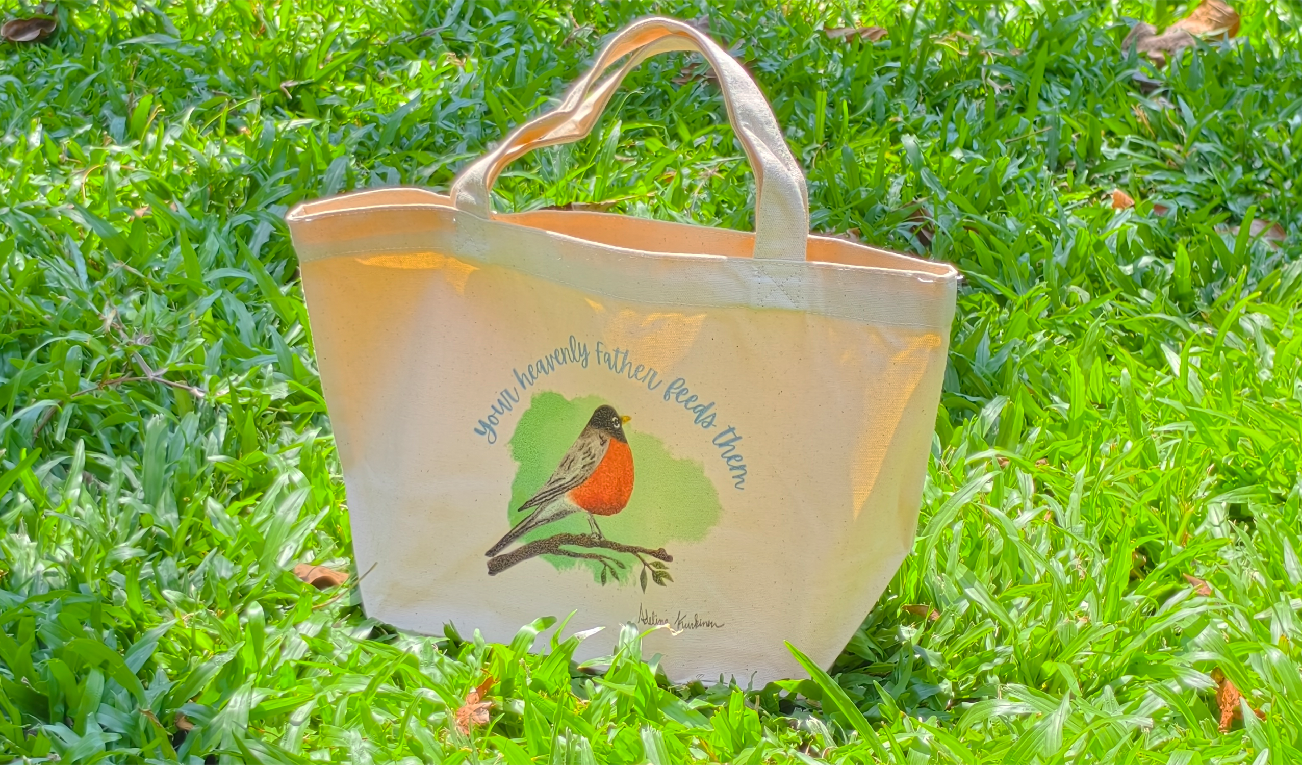 Birds watercolor tote bag eco