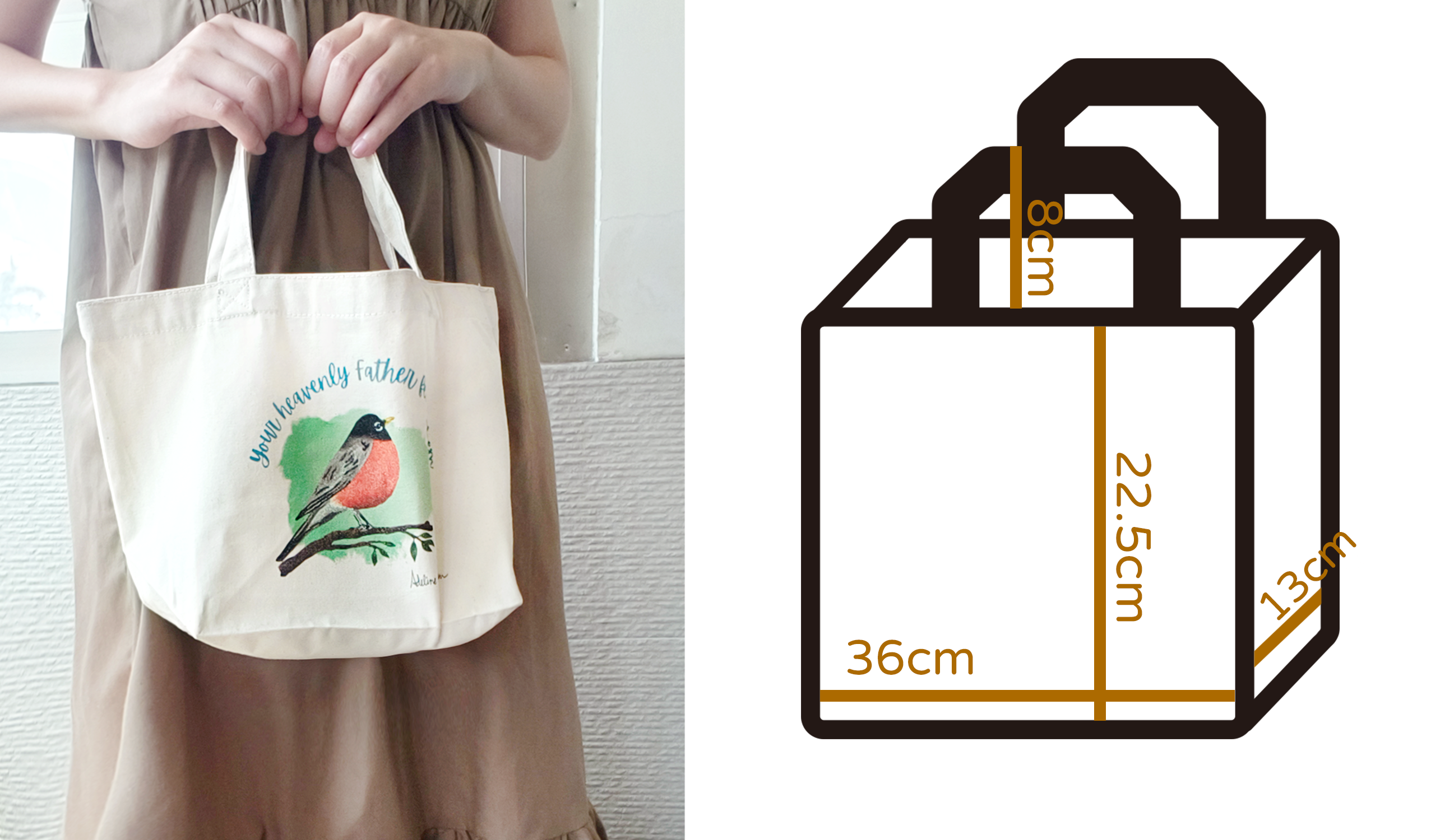 Birds watercolor tote bag eco