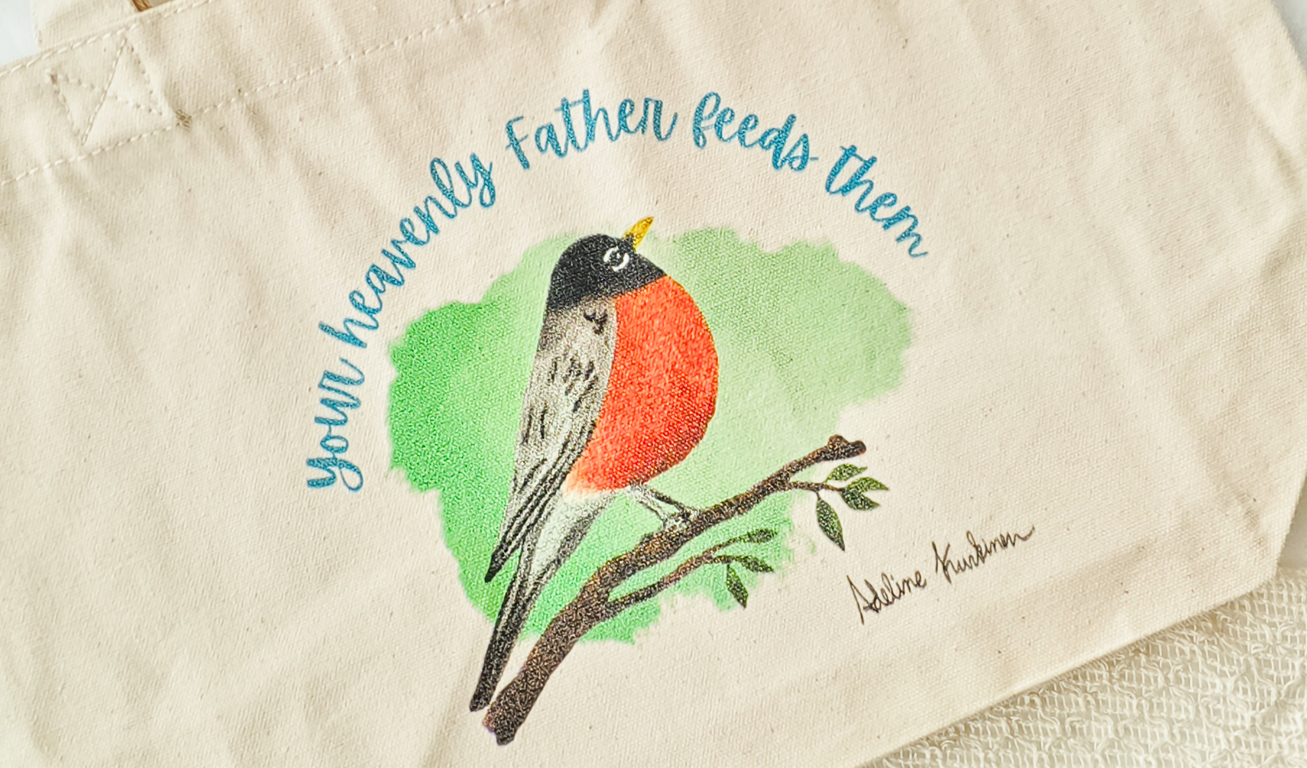 Birds watercolor tote bag eco