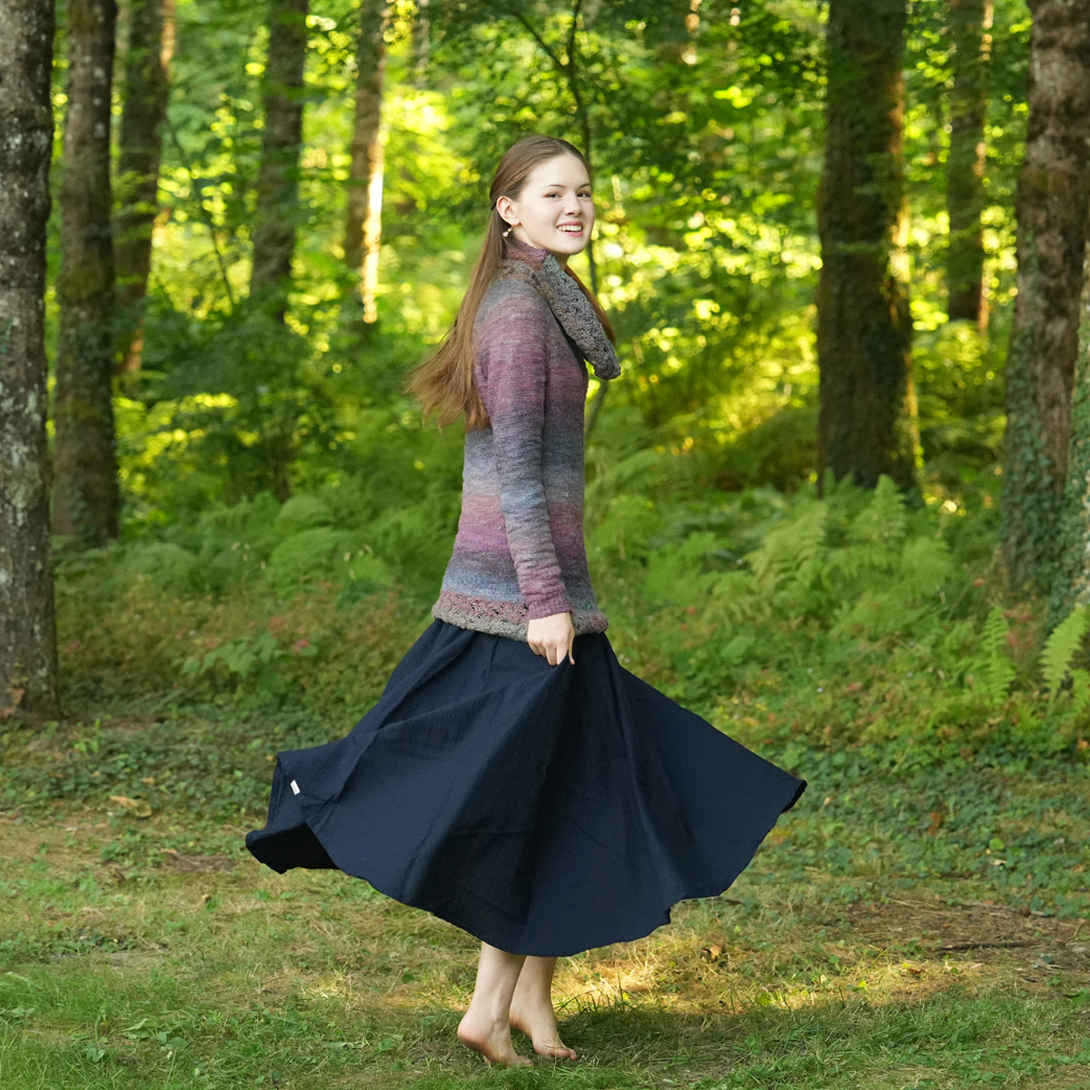 Deep Navy Blue Puffy Circle Skirt