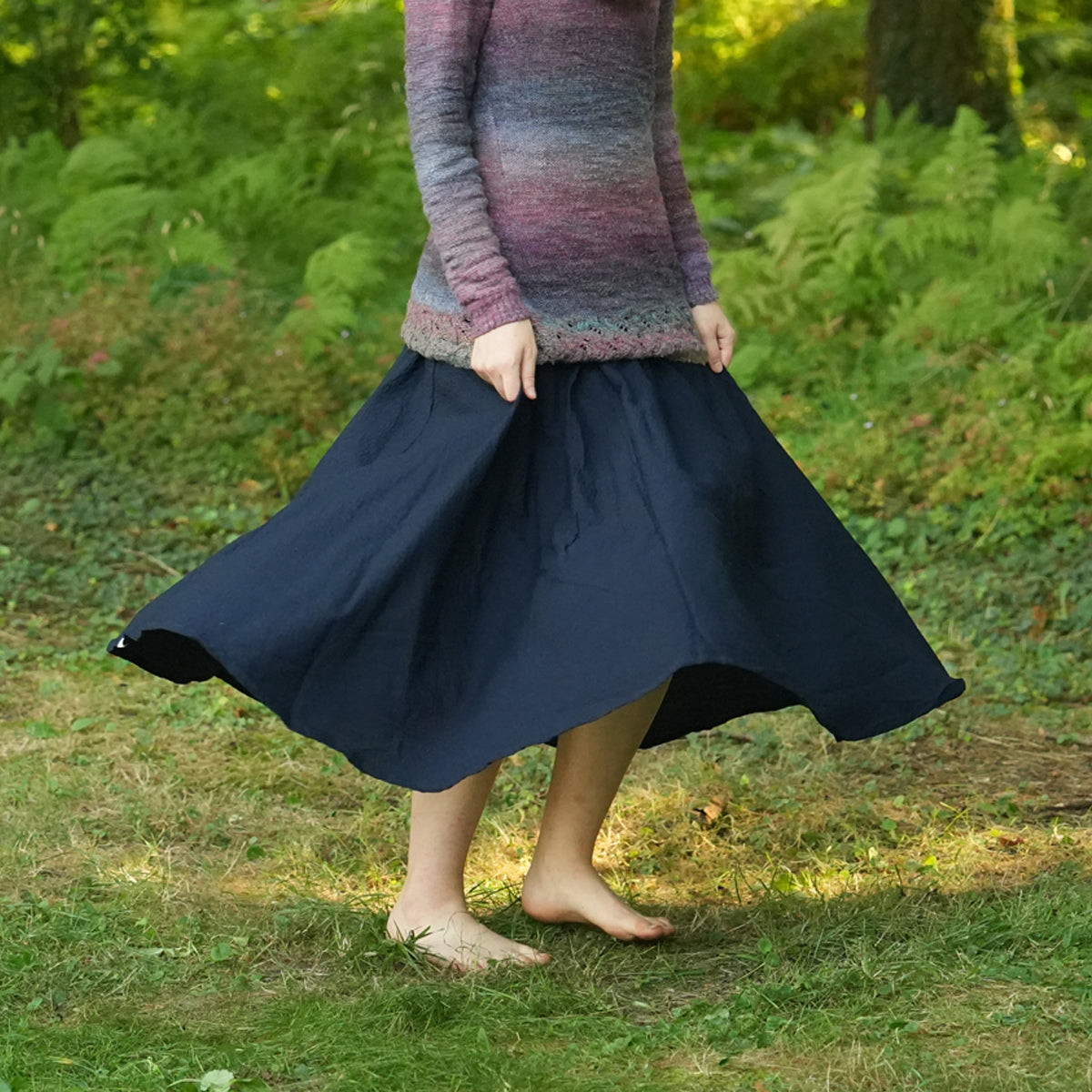 Deep Navy Blue Puffy Circle Skirt