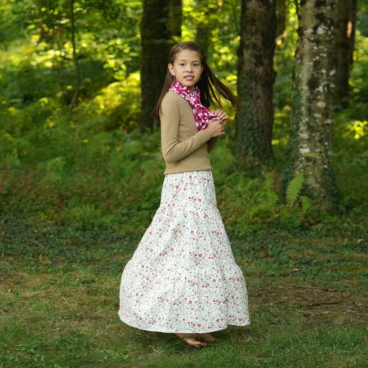 Little Red Floral Handmade Skirt