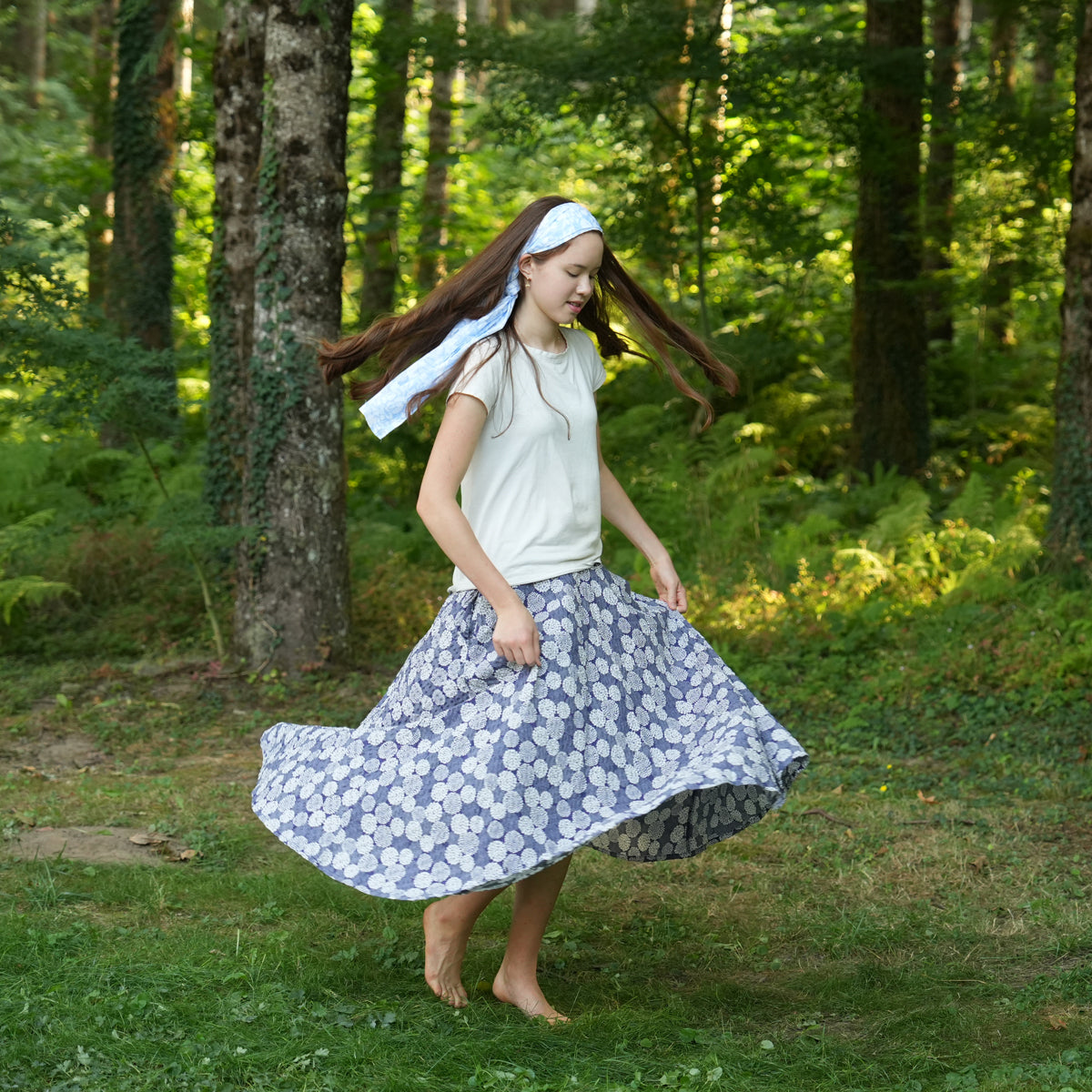 Hydrangea Blue Puffy Circle Skirt