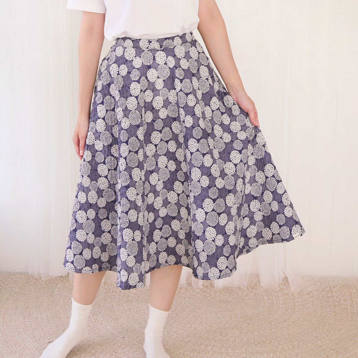 Hydrangea Blue Puffy Circle Skirt