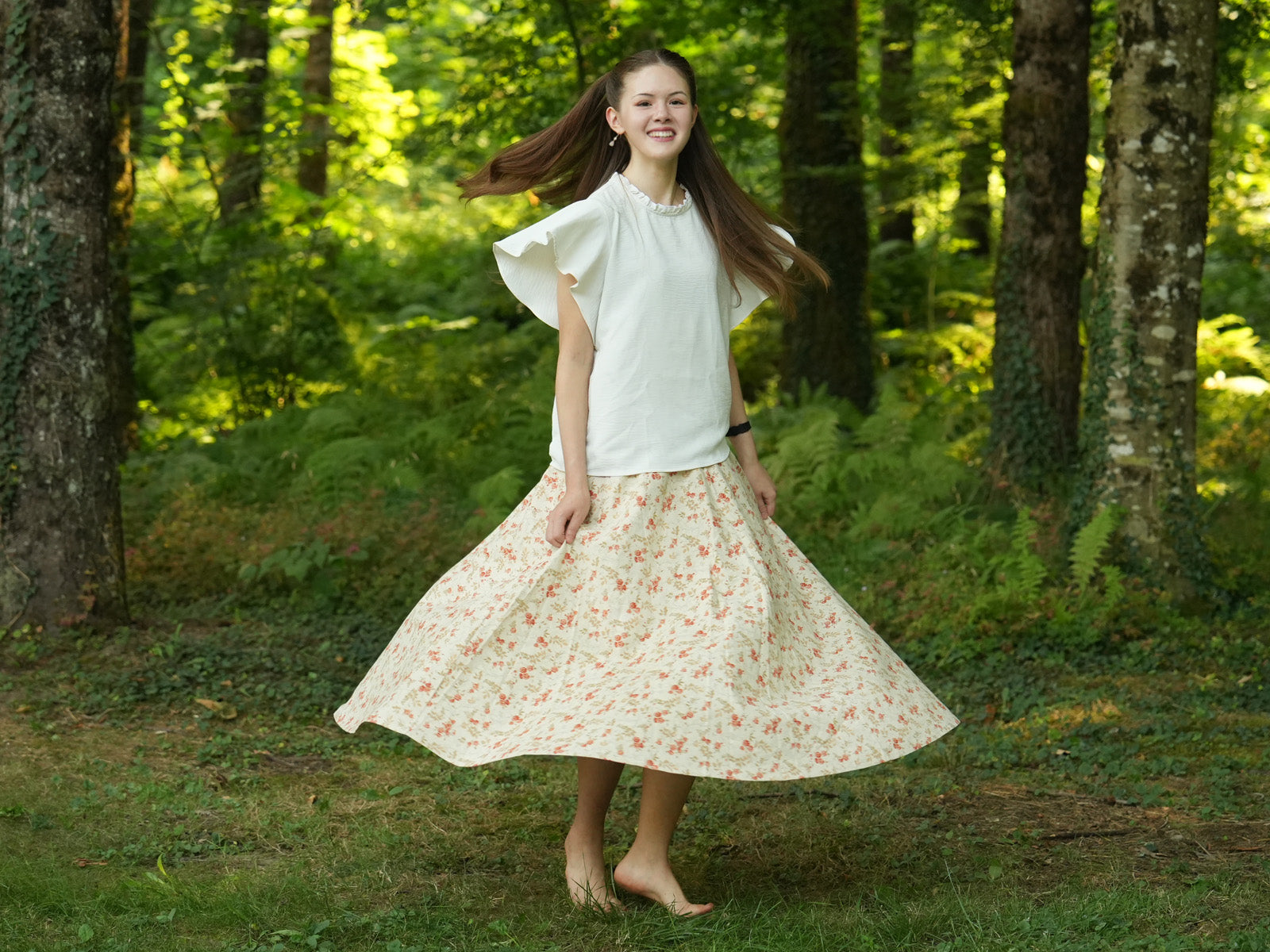 Retro Orange Roses Thick Circle Skirt