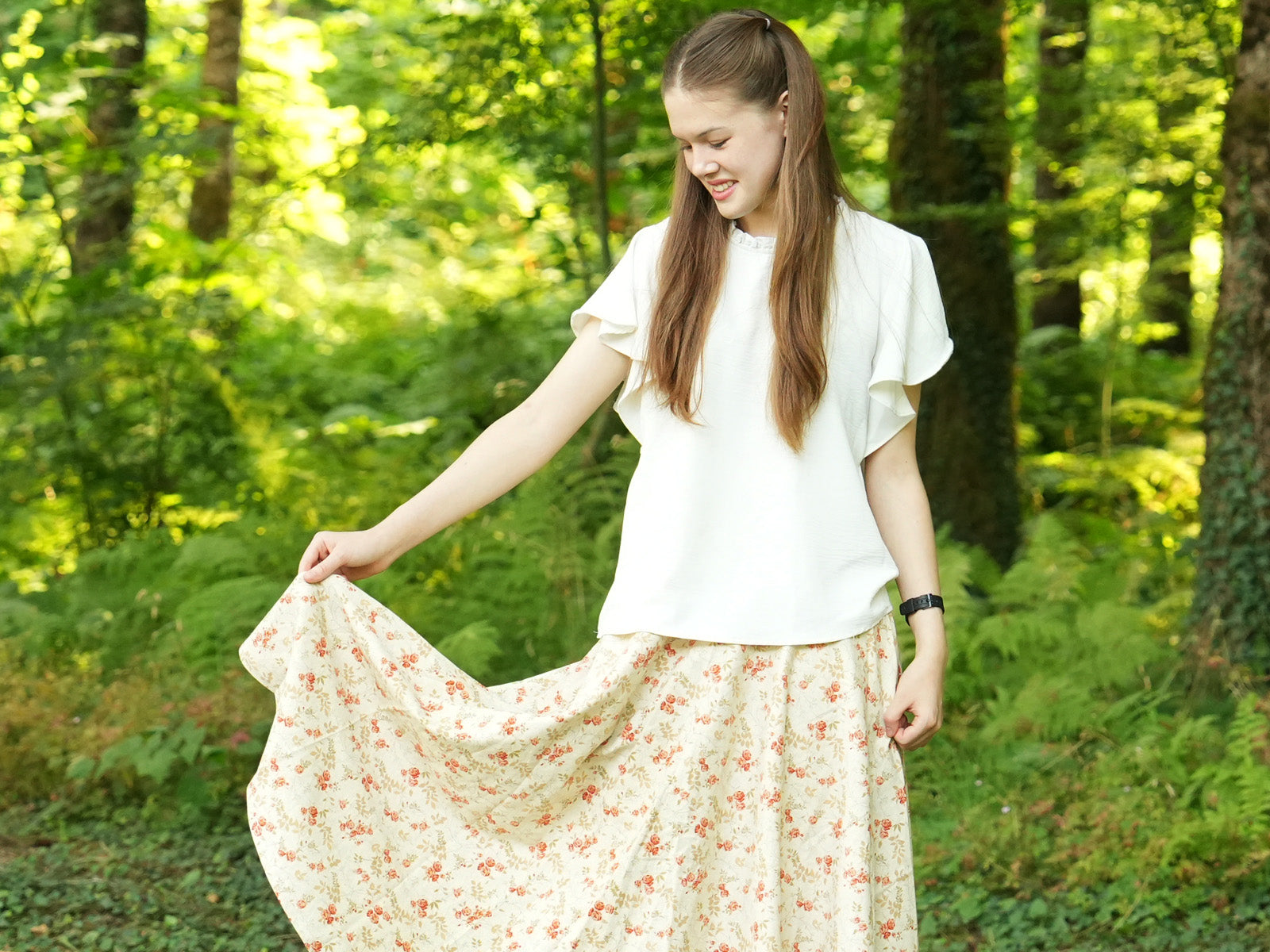 Retro Orange Roses Thick Circle Skirt