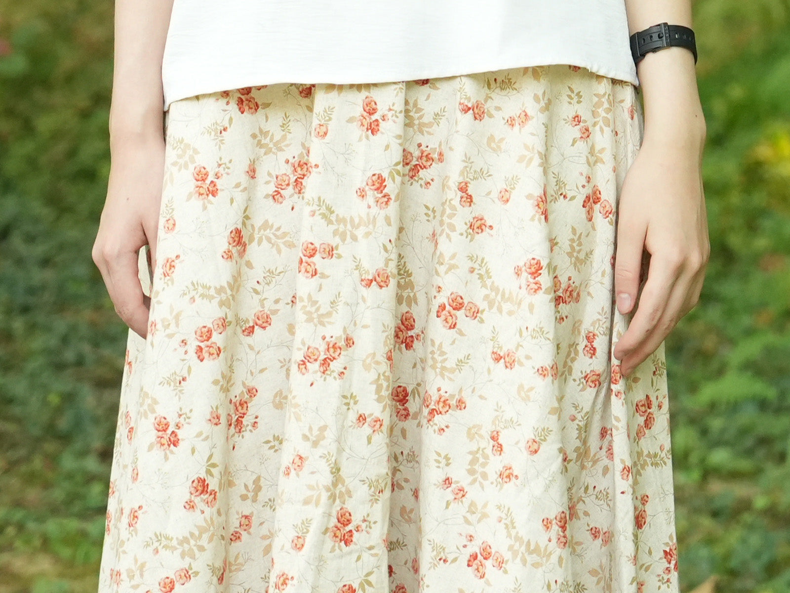 Retro Orange Roses Thick Circle Skirt