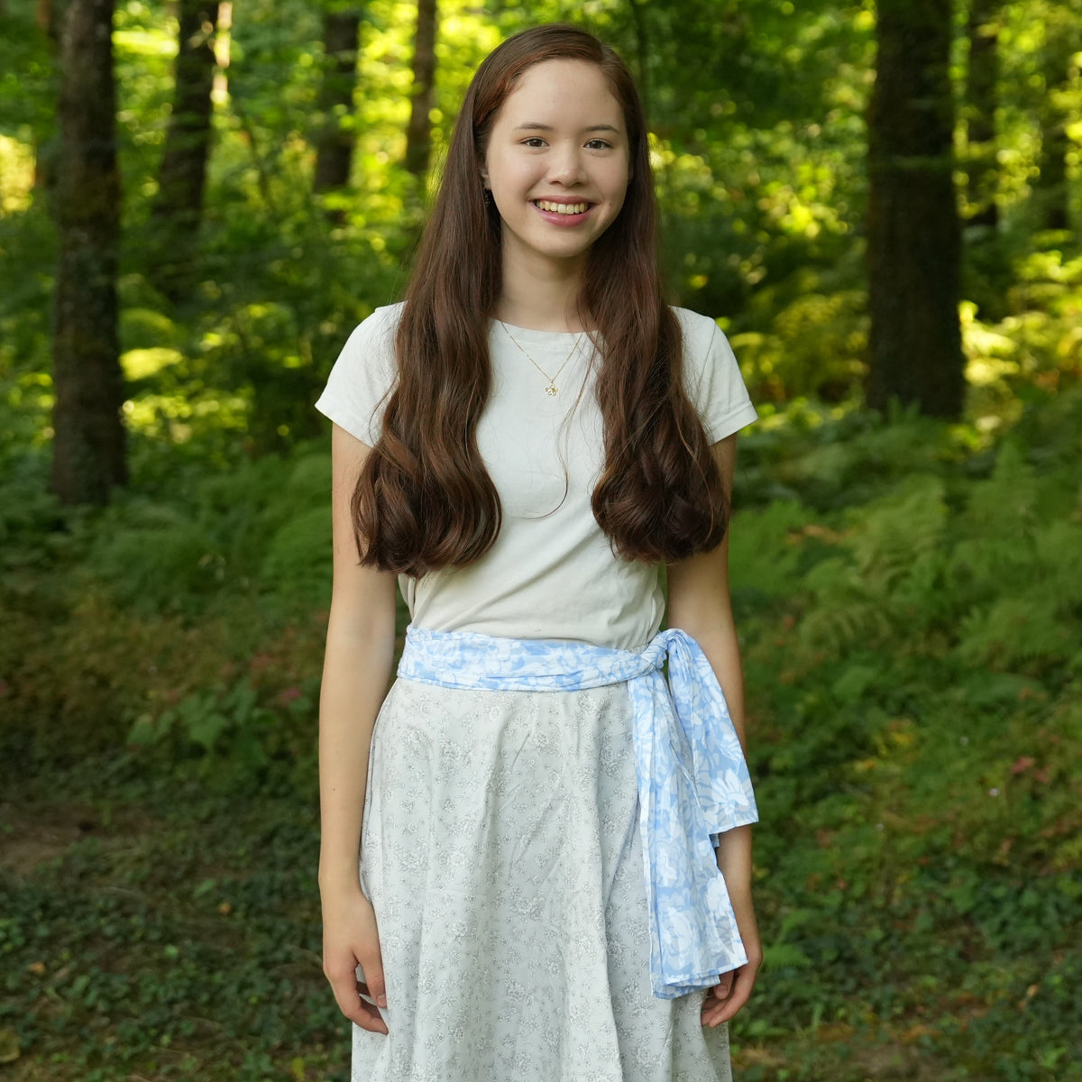Hand-Drawn Floral Light Beige Circle Skirt