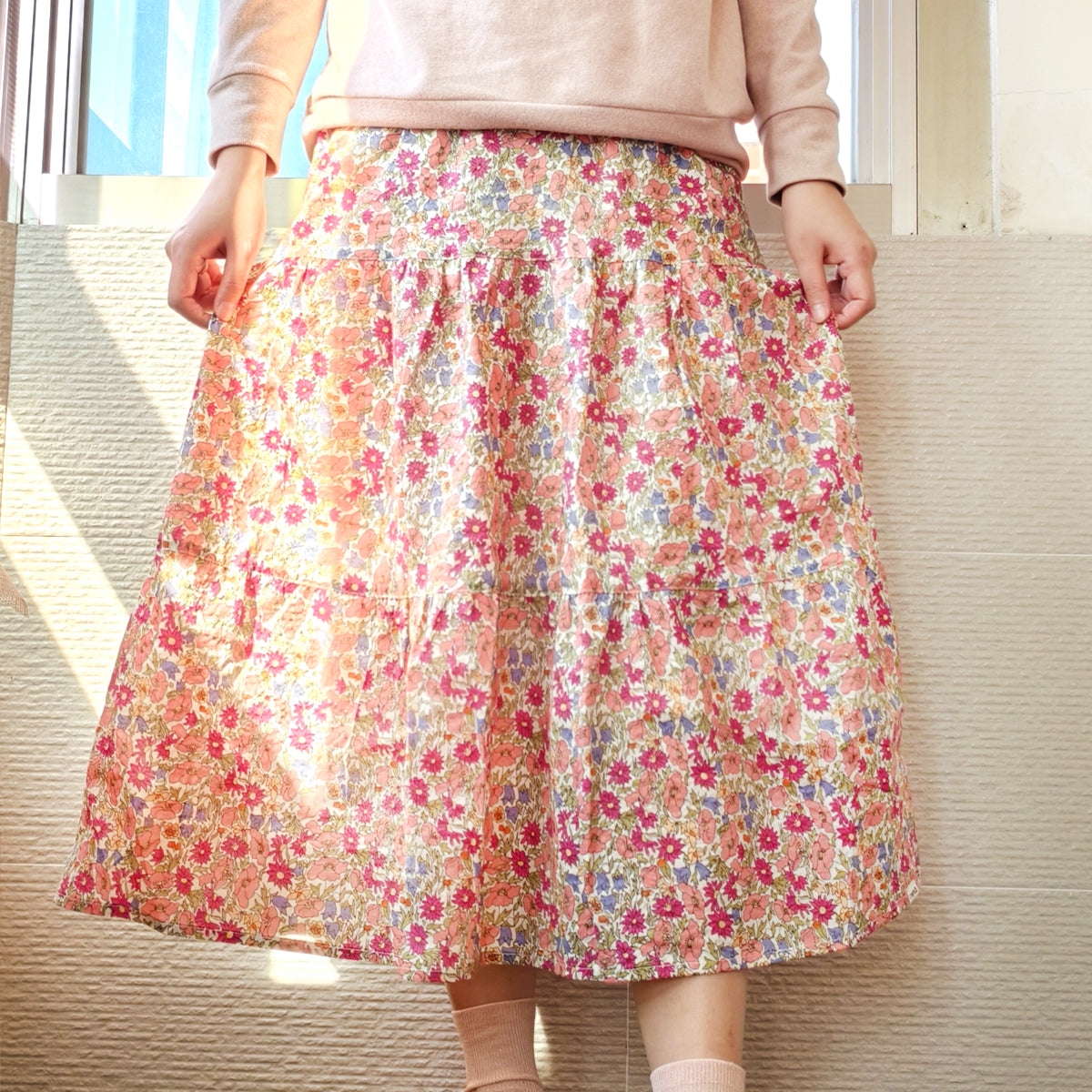 Pink Flower Handmade Skirt