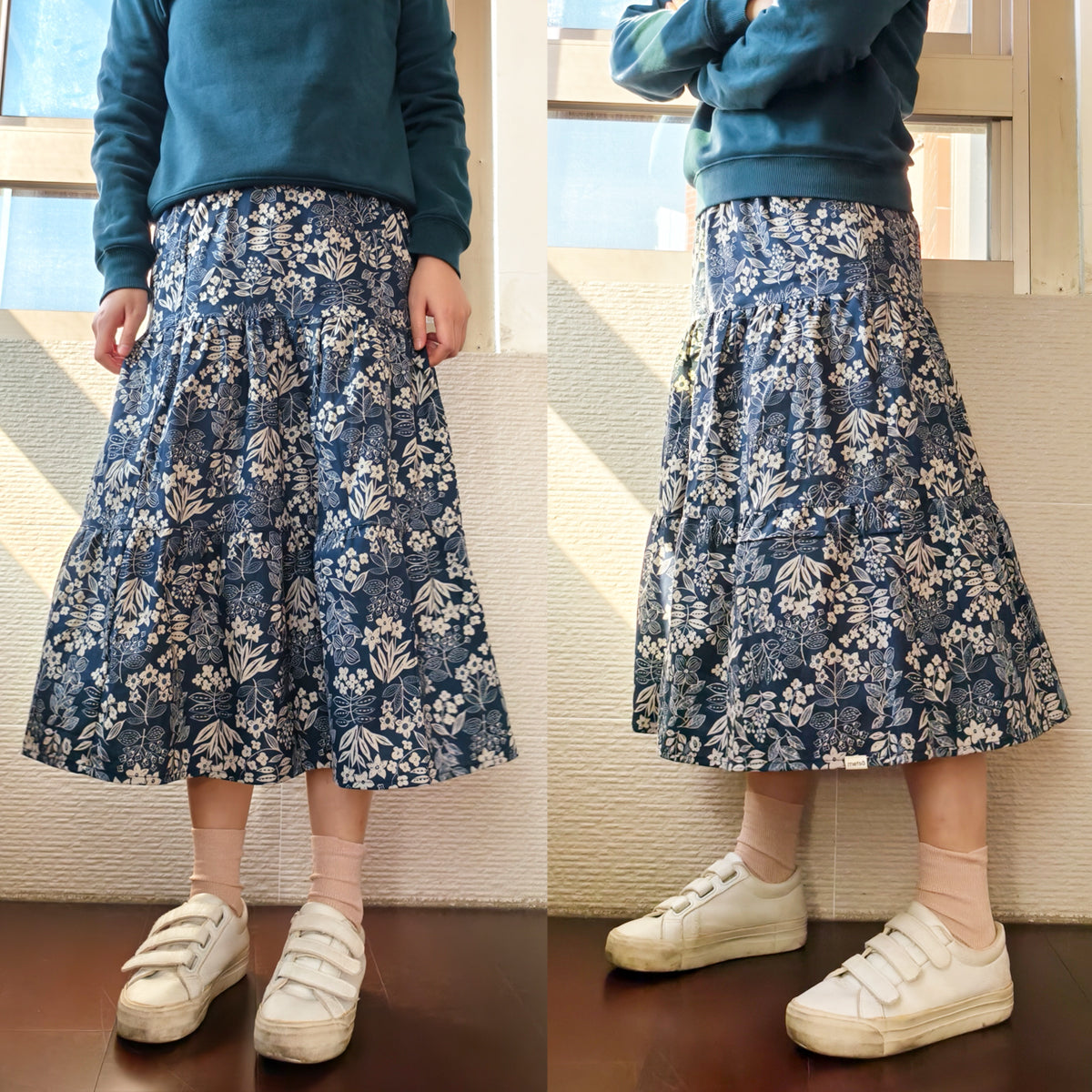 Ecoprint Flower Blue Handmade Skirt