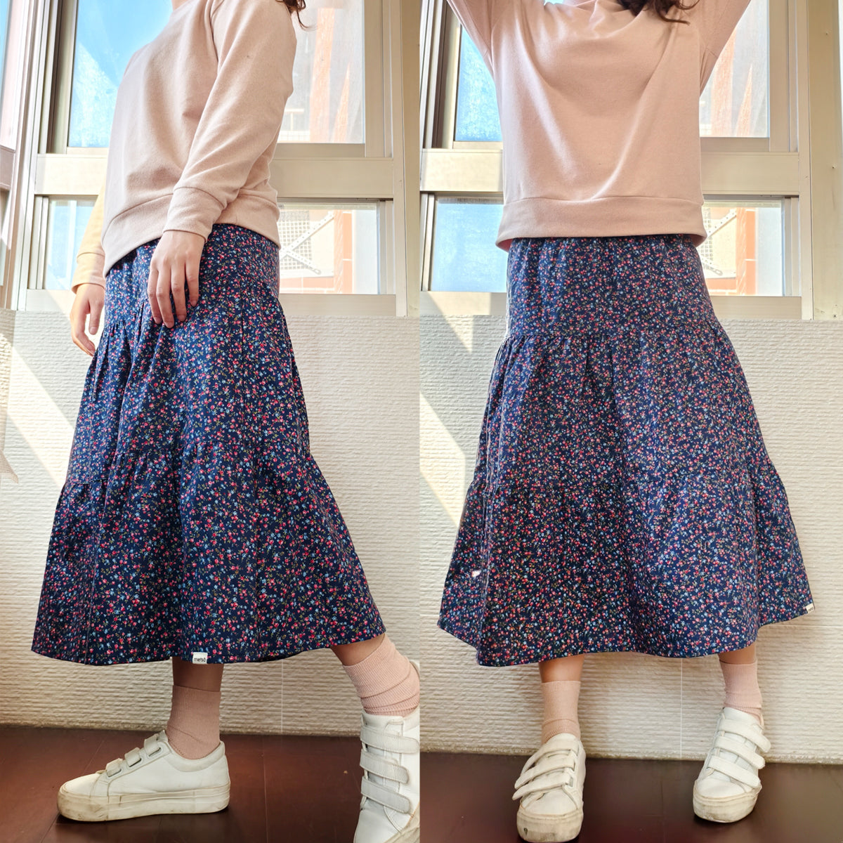 Small Flower Navy Handmade Skirt