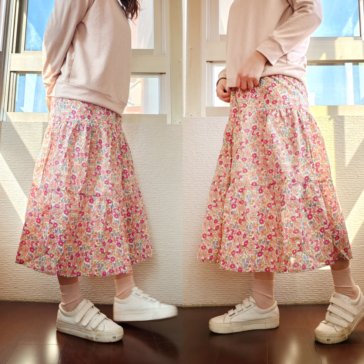 Pink Flower Handmade Skirt