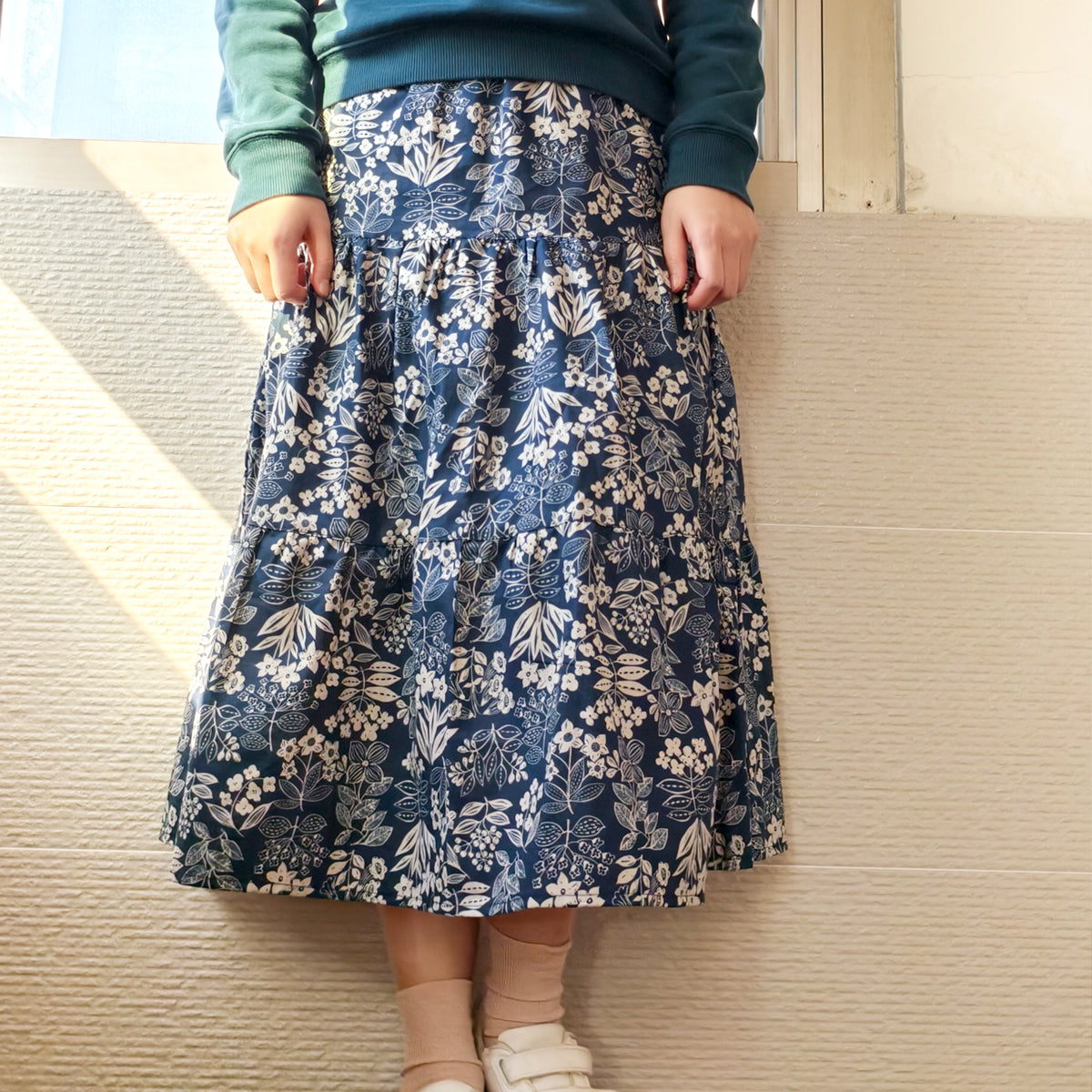 Ecoprint Flower Blue Handmade Skirt