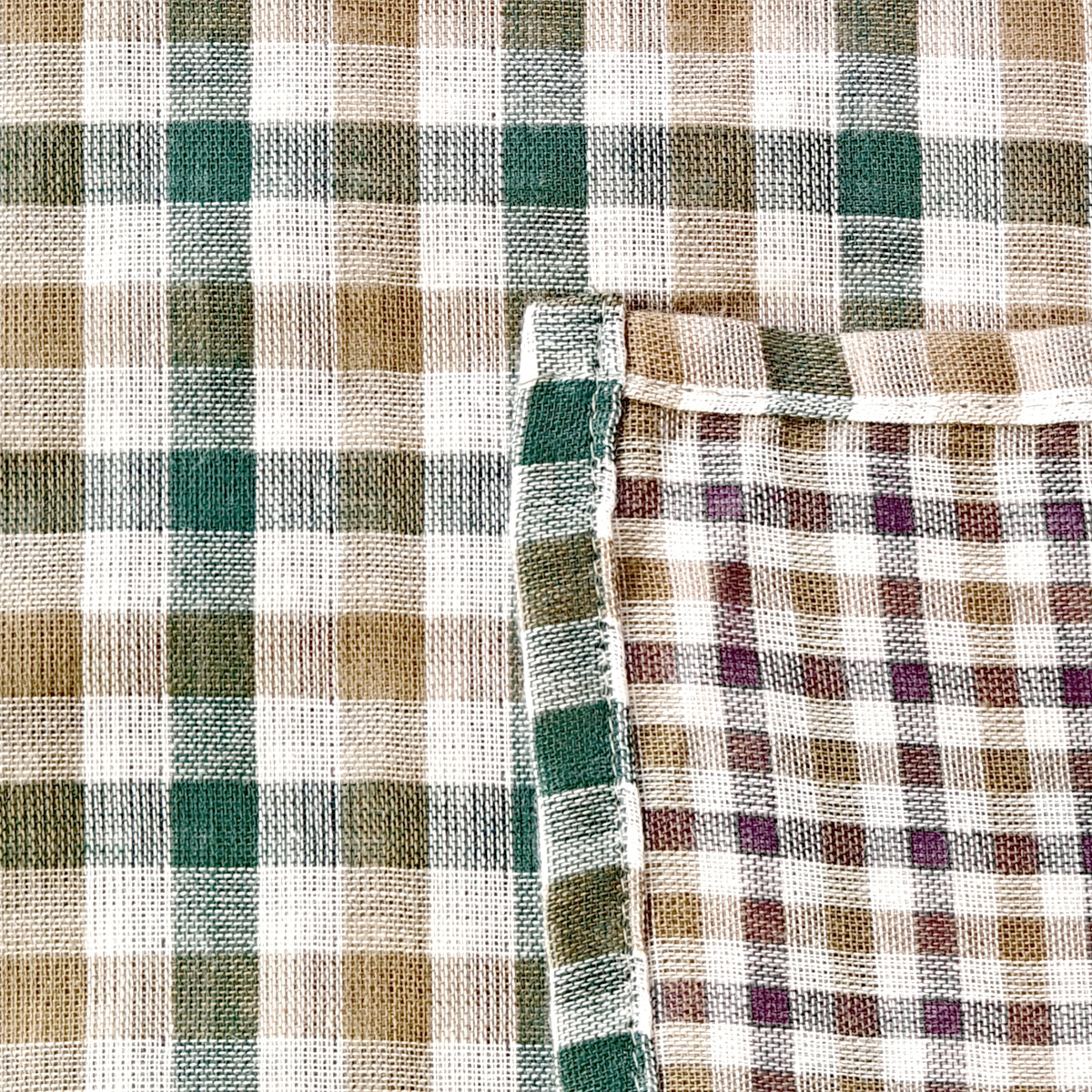 Double Plaid Printed Cotton Scarf - Japan