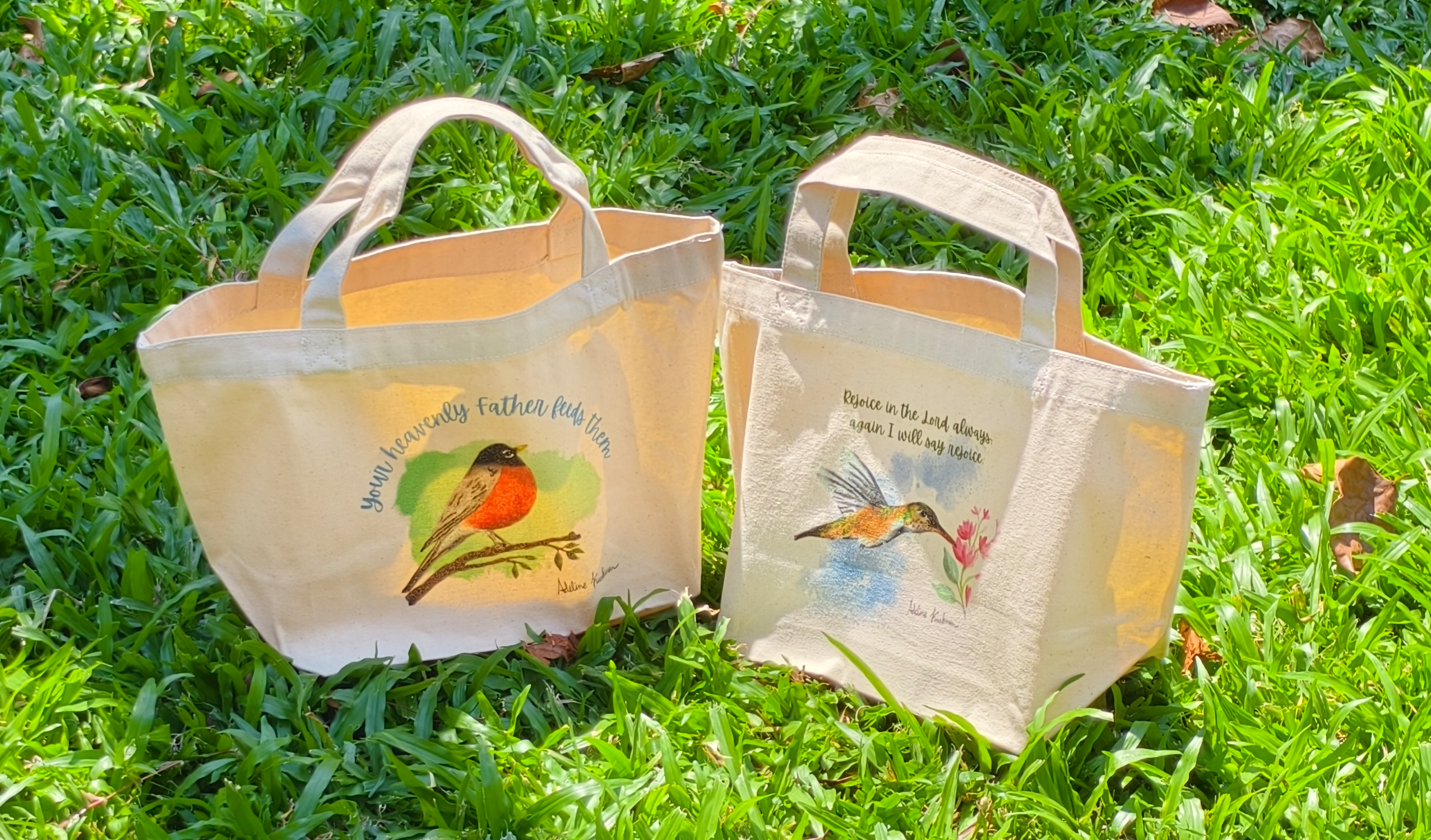 Birds watercolor tote bag eco 